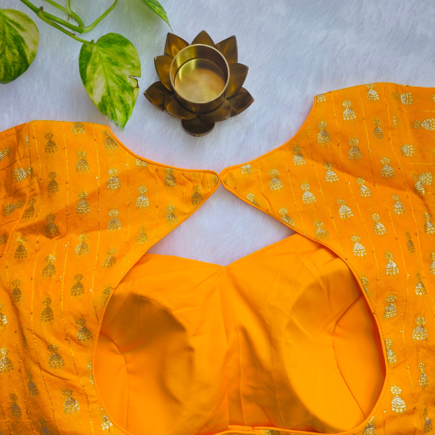 Yellow Jhumka Butta Brocade Blouse