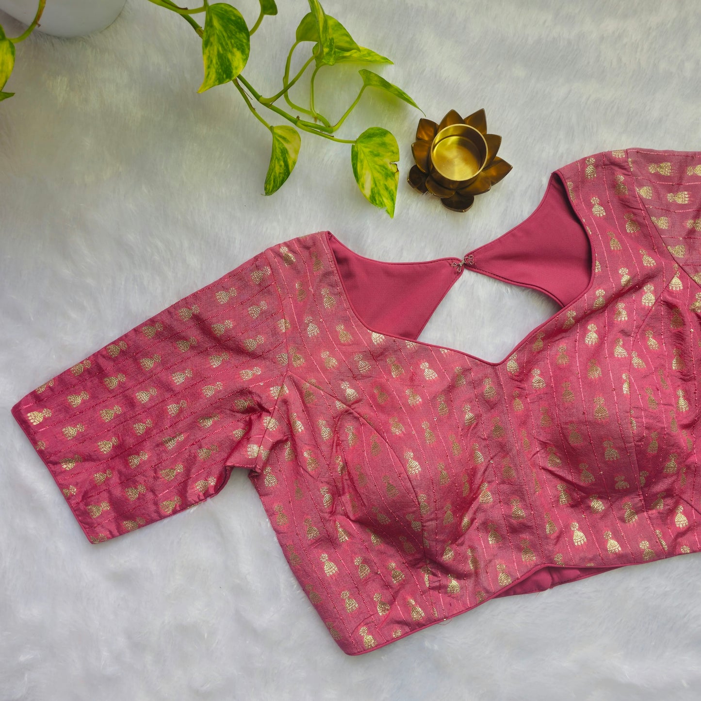Pink Jhumka Butta Brocade Blouse