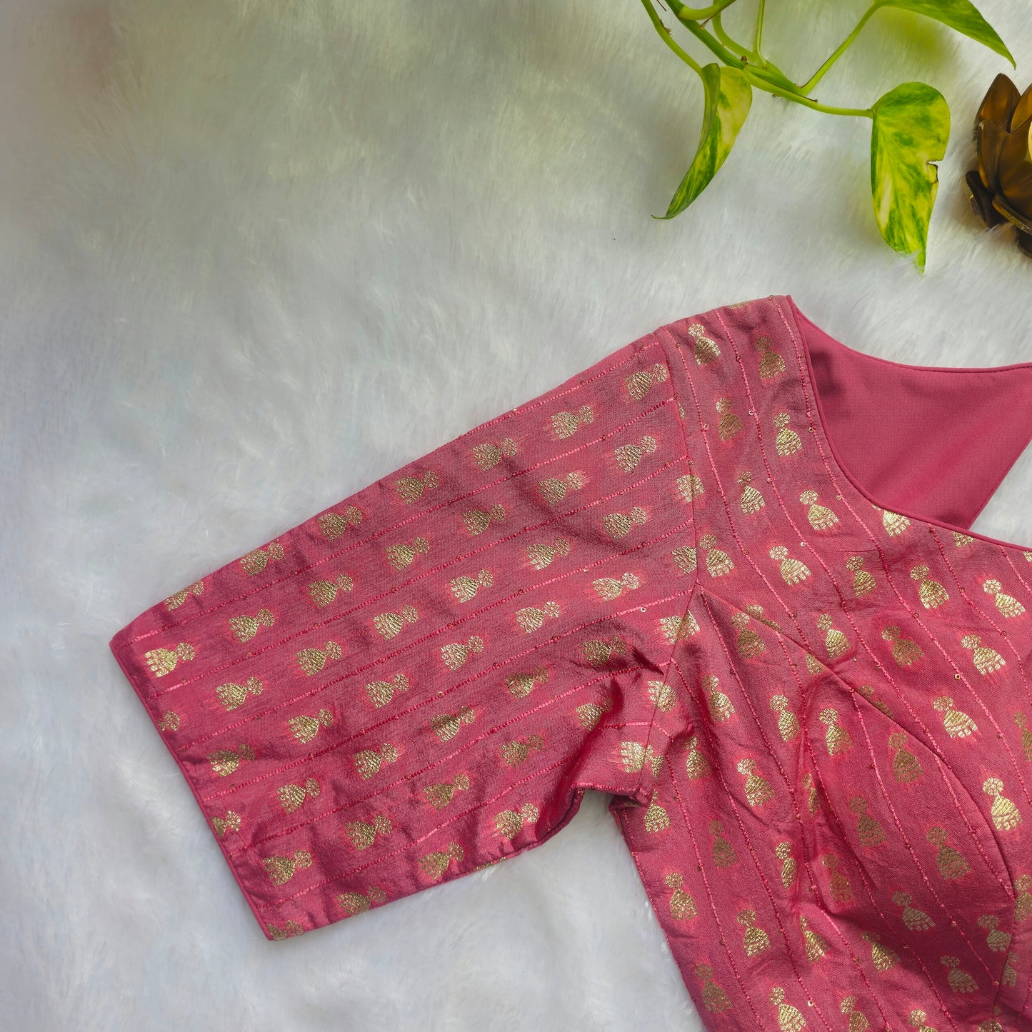 Pink Jhumka Butta Brocade Blouse