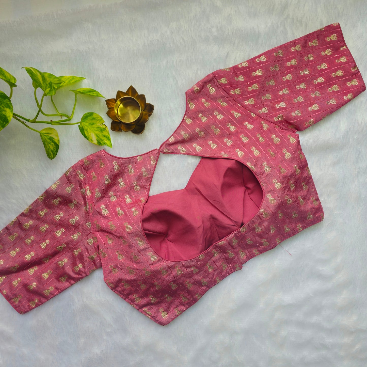 Pink Jhumka Butta Brocade Blouse