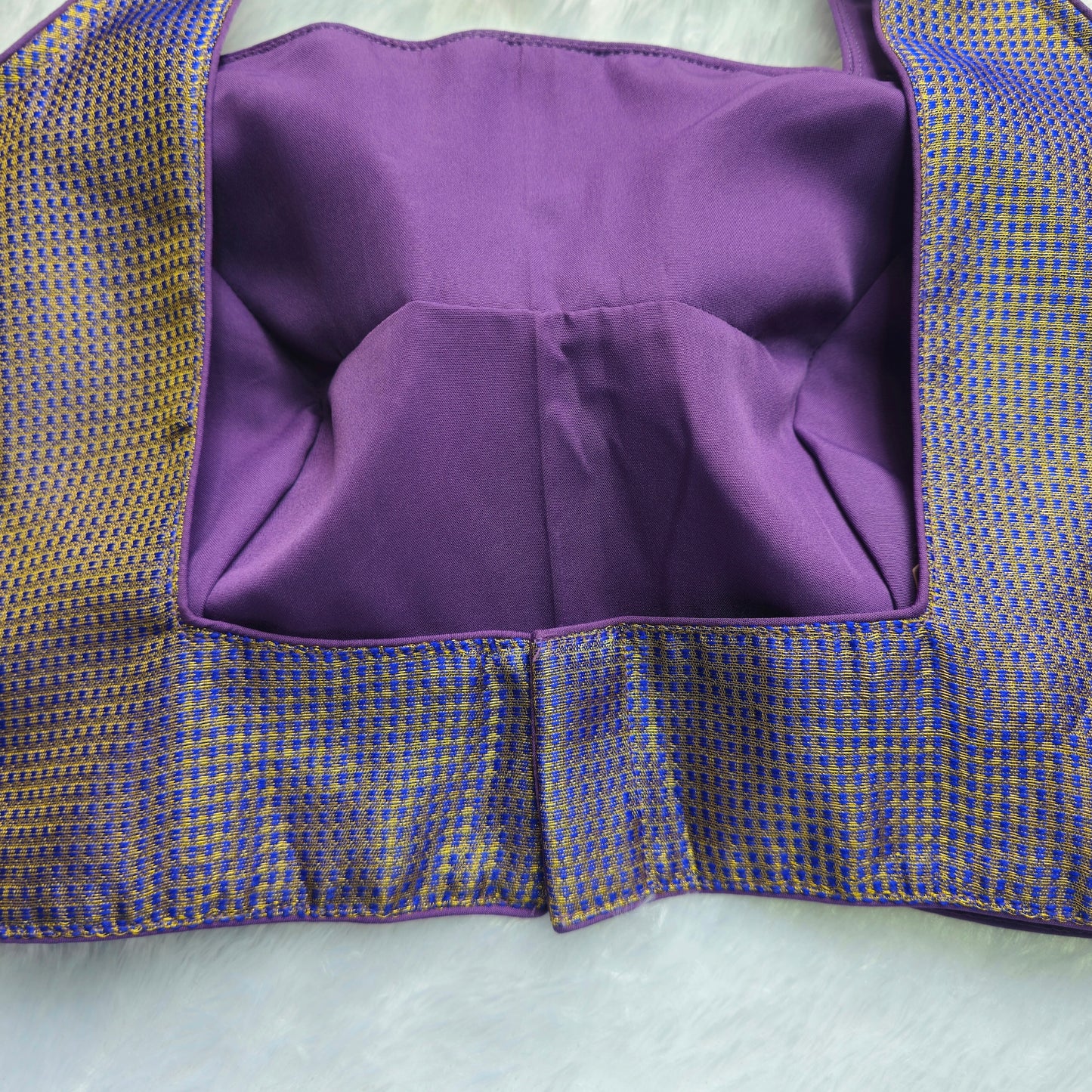 Purple Brocade Sleeveless Blouse
