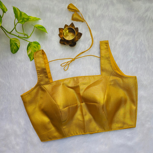 Gold Brocade Sleeveless Blouse