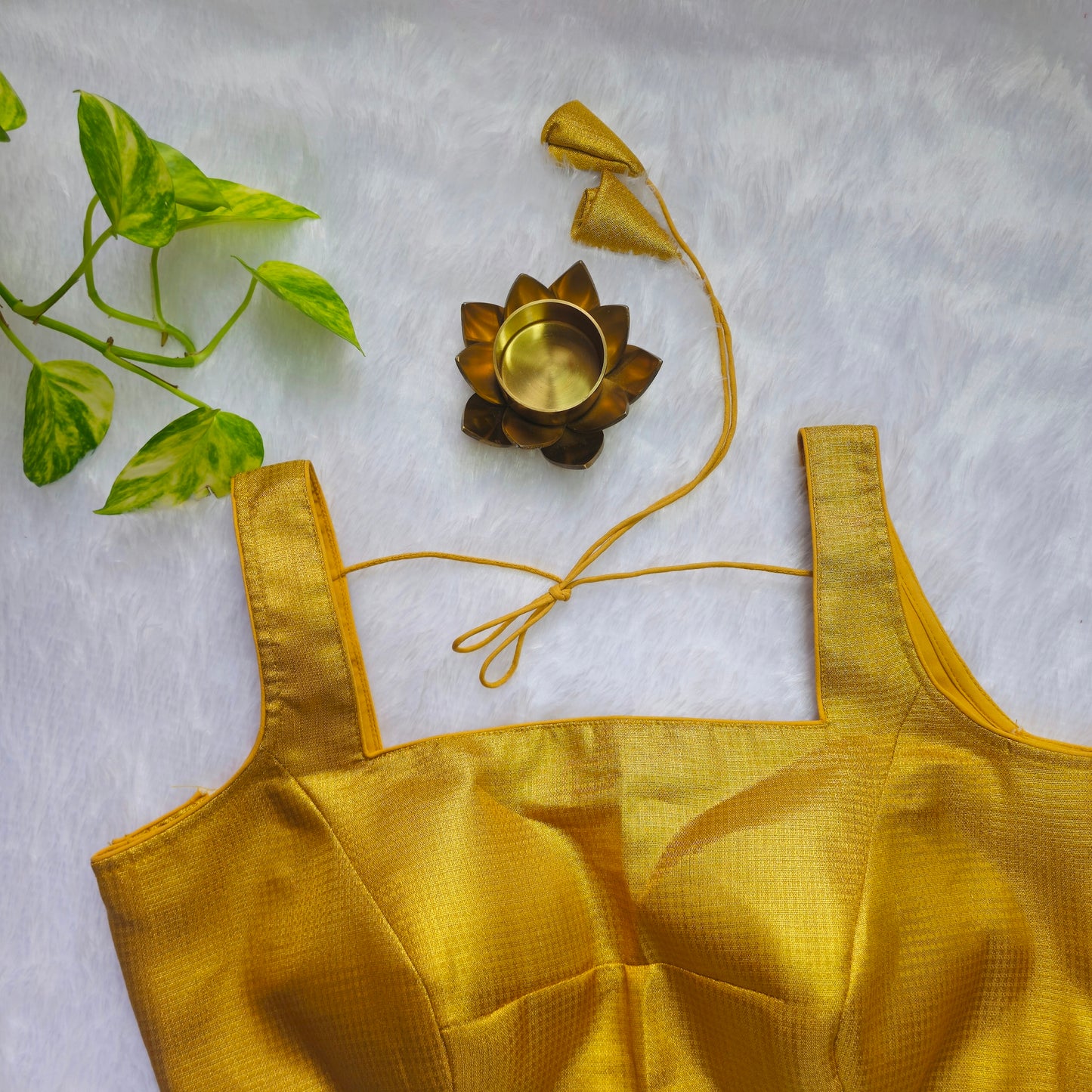 Gold Brocade Sleeveless Blouse