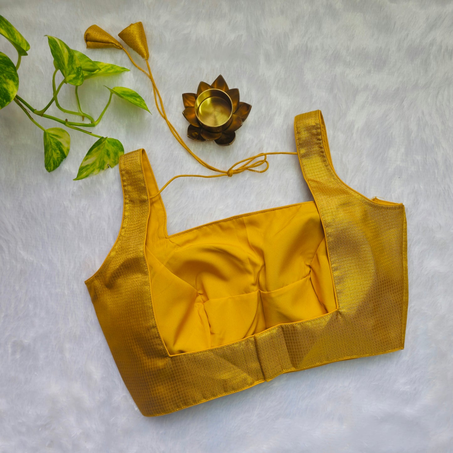 Gold Brocade Sleeveless Blouse