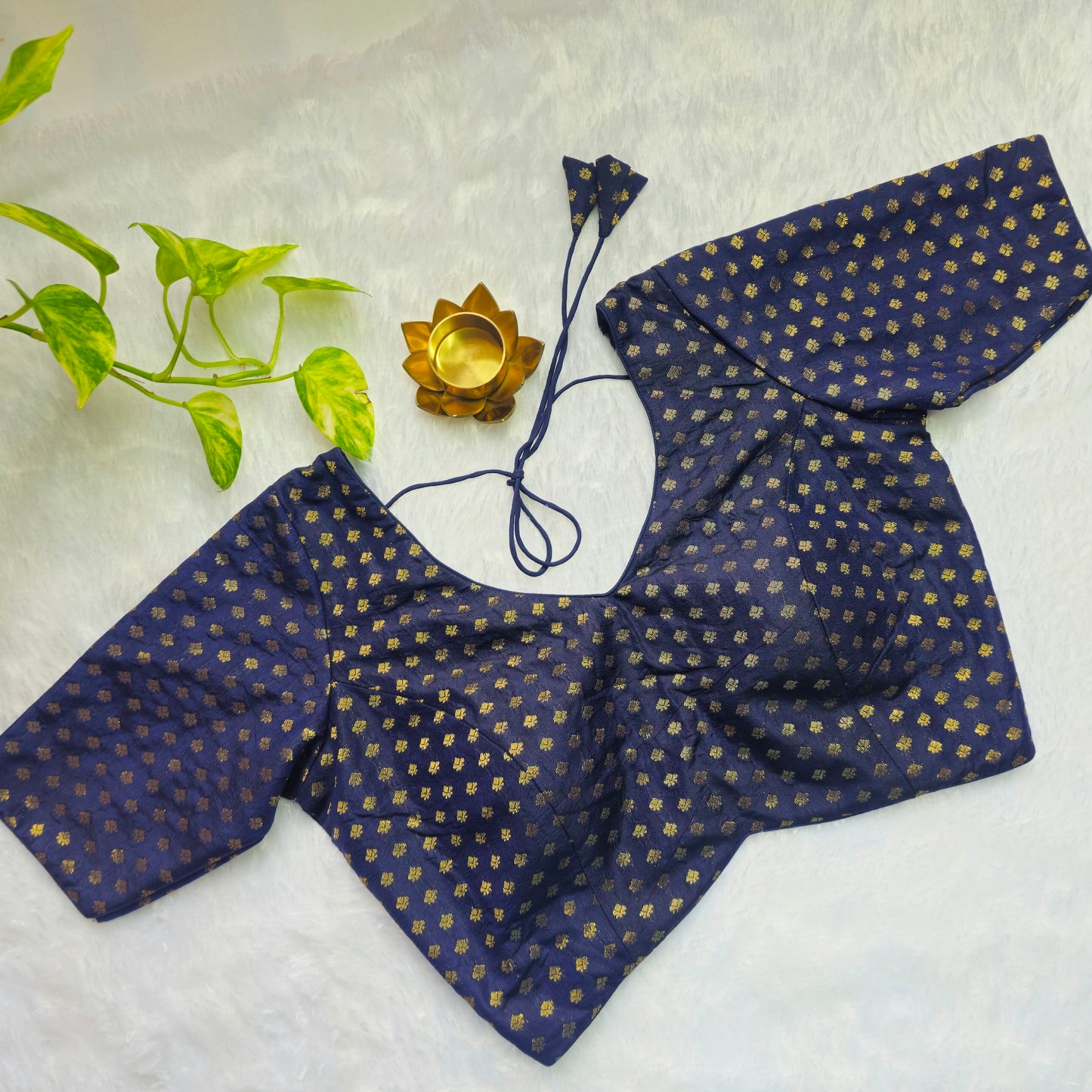 Navy Blue Butta Brocade Blouse