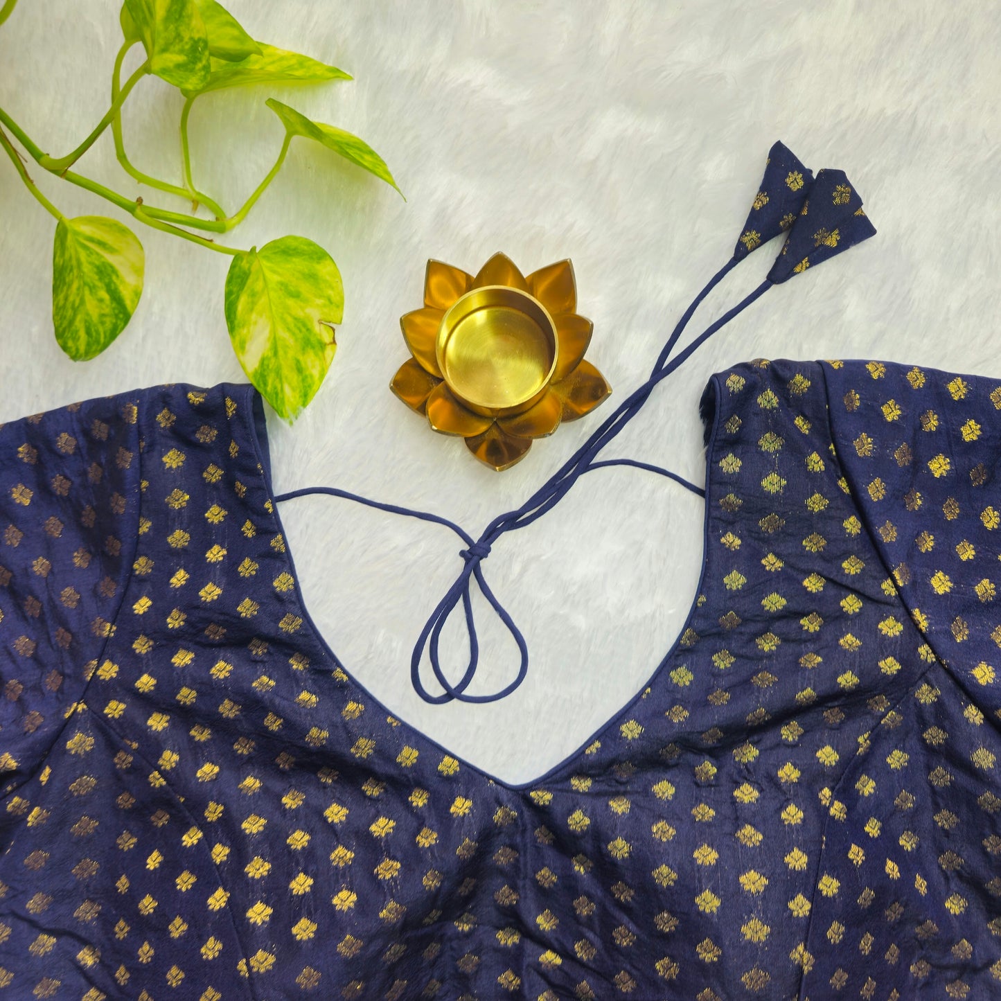 Navy Blue Butta Brocade Blouse