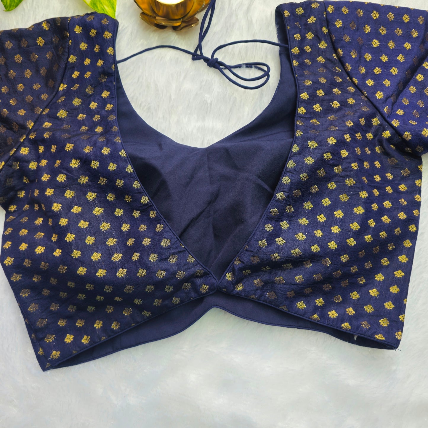 Navy Blue Butta Brocade Blouse