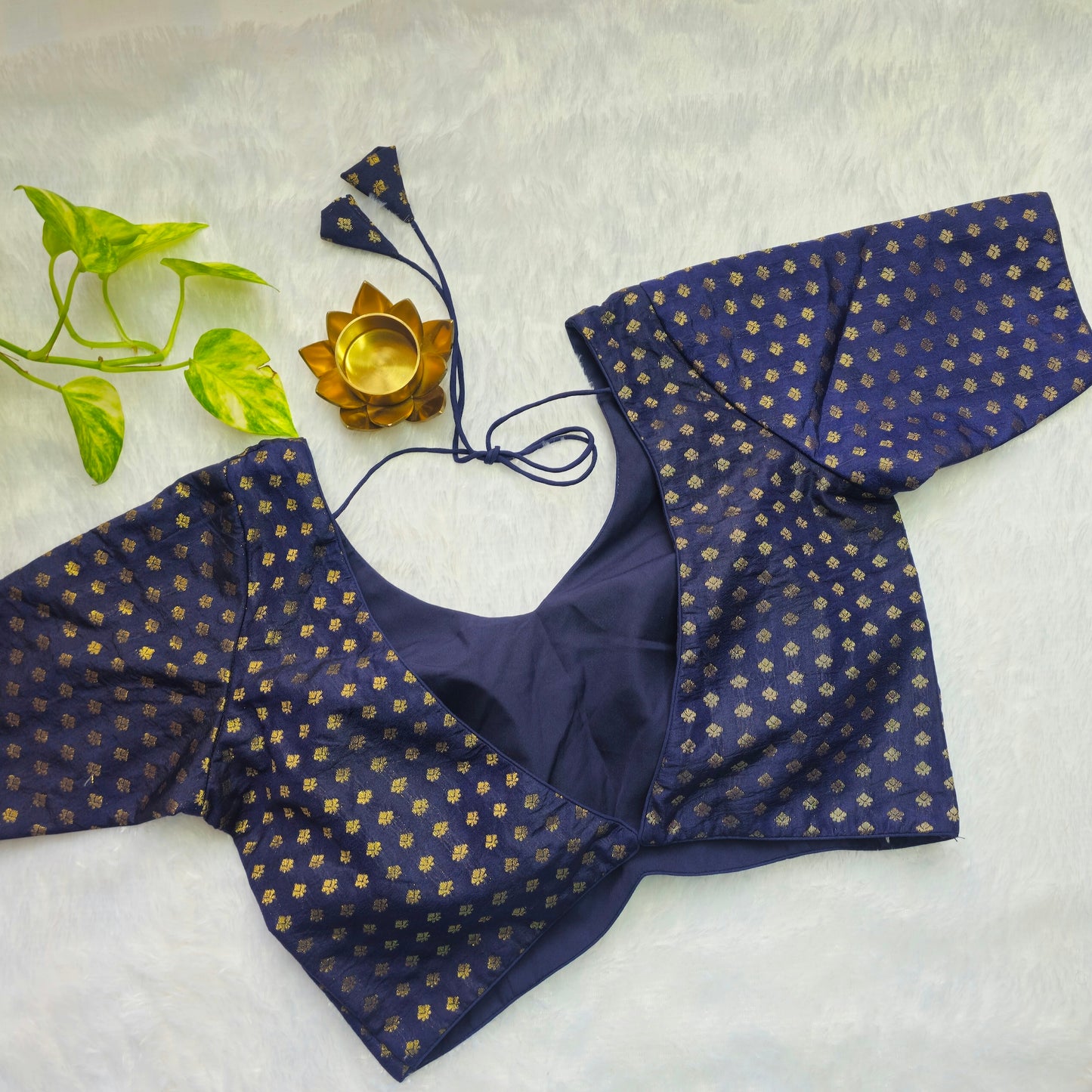 Navy Blue Butta Brocade Blouse