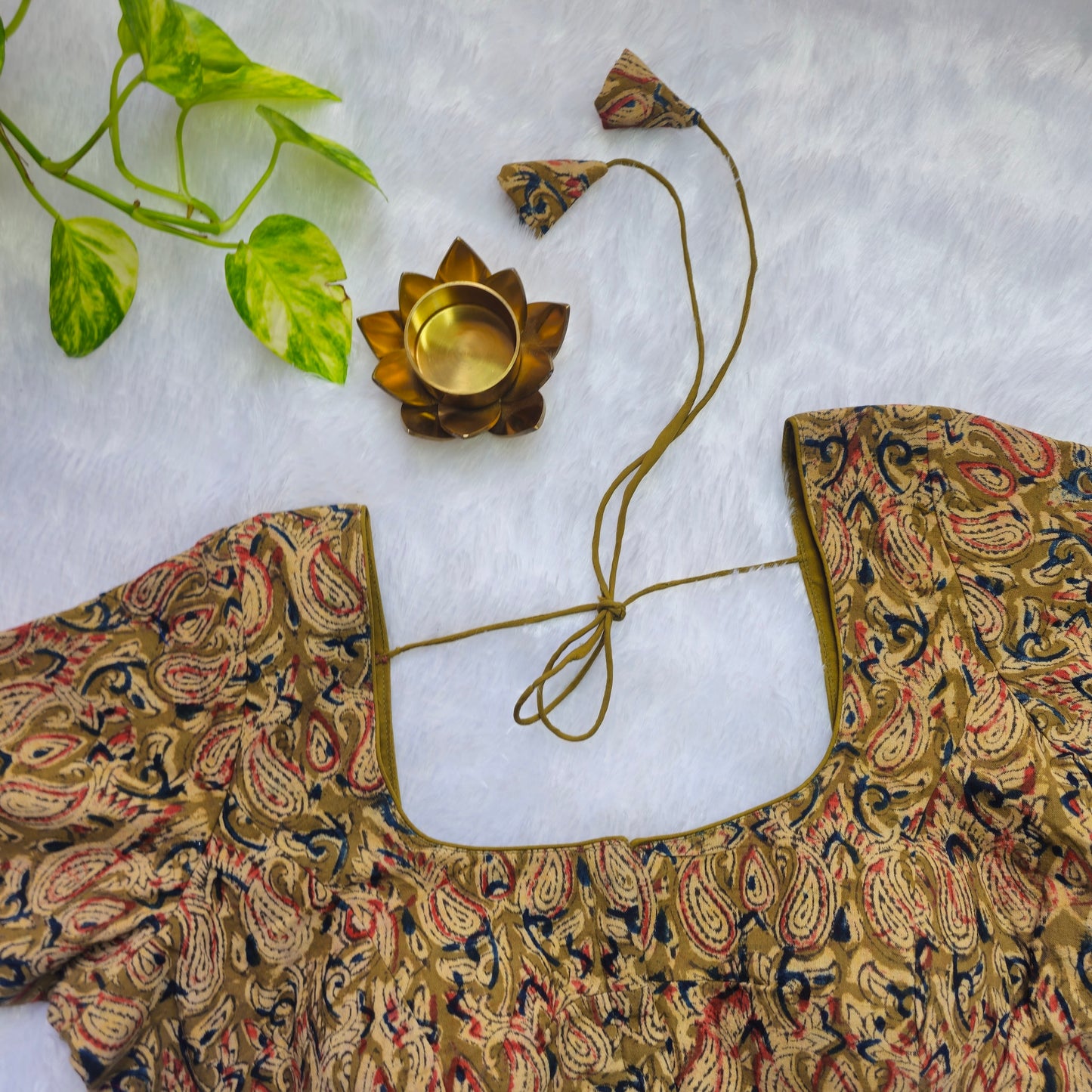 Mehendi Green Cotton Kalamkari Blouse