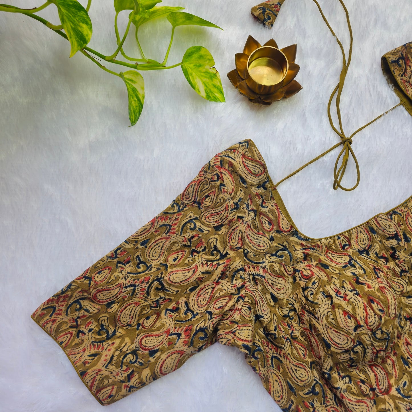 Mehendi Green Cotton Kalamkari Blouse