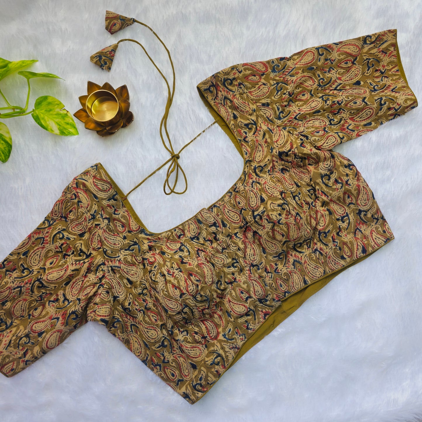 Mehendi Green Cotton Kalamkari Blouse