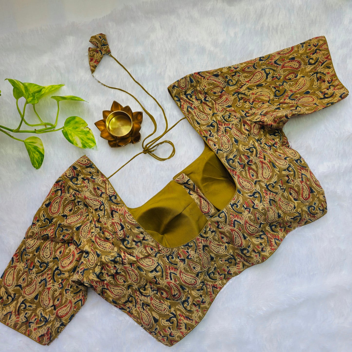 Mehendi Green Cotton Kalamkari Blouse