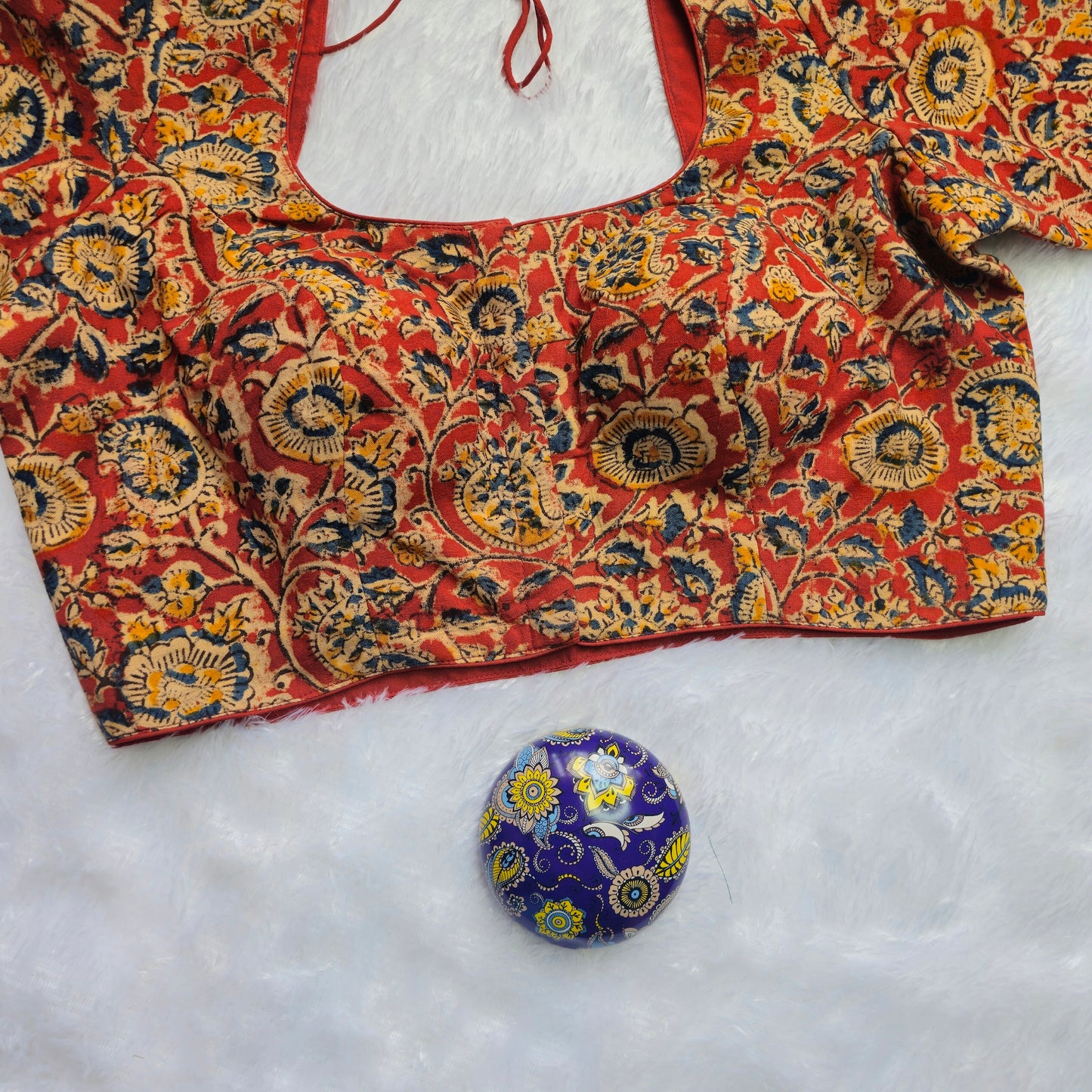 Brick Red Cotton Kalamkari Blouse