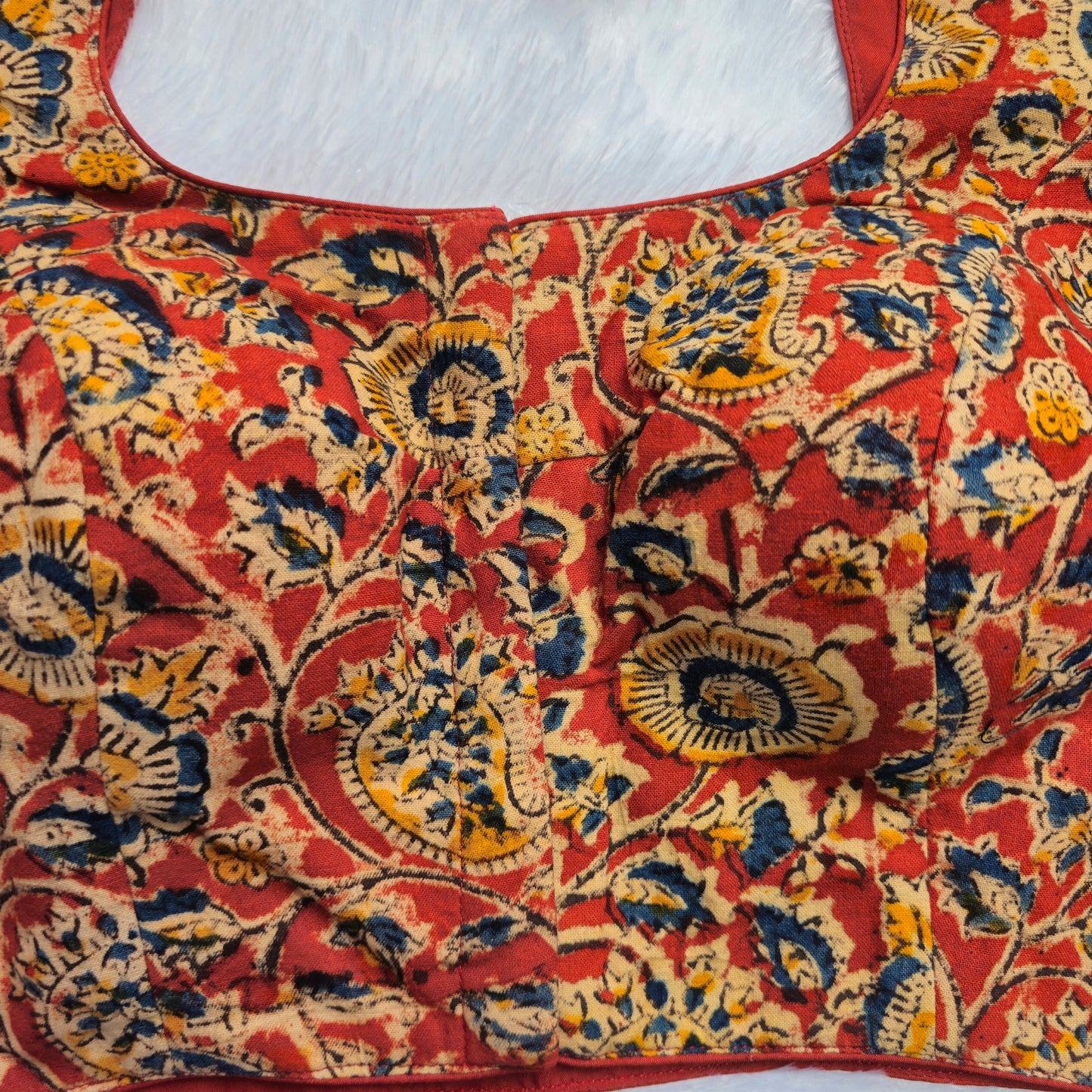 Brick Red Cotton Kalamkari Blouse