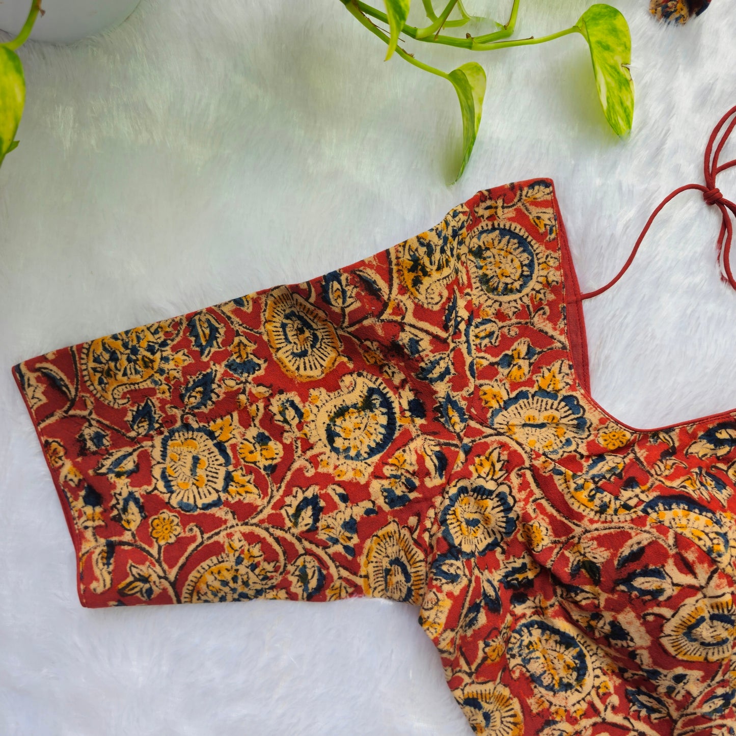Brick Red Cotton Kalamkari Blouse