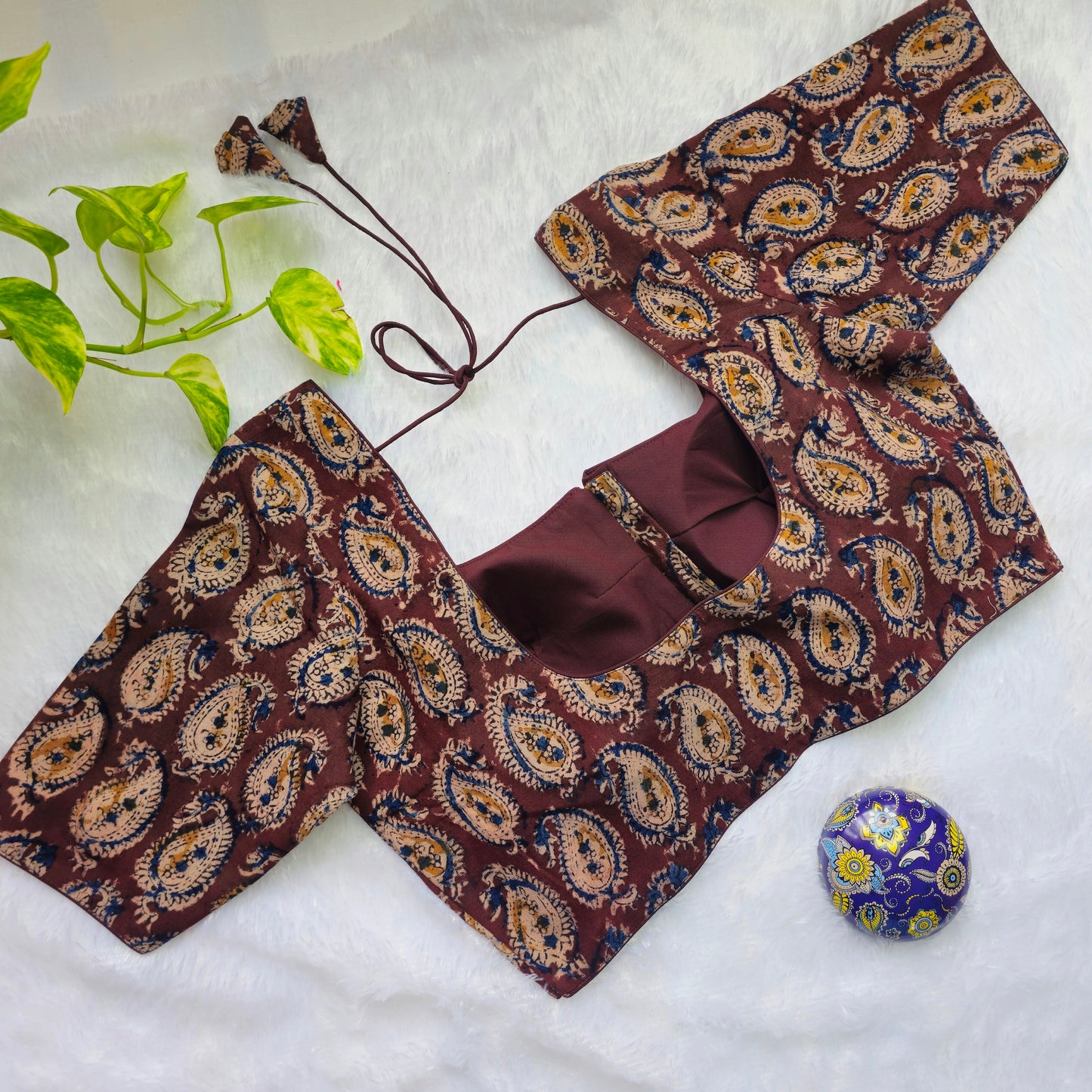 Snuff Color Cotton Kalamkari Blouse