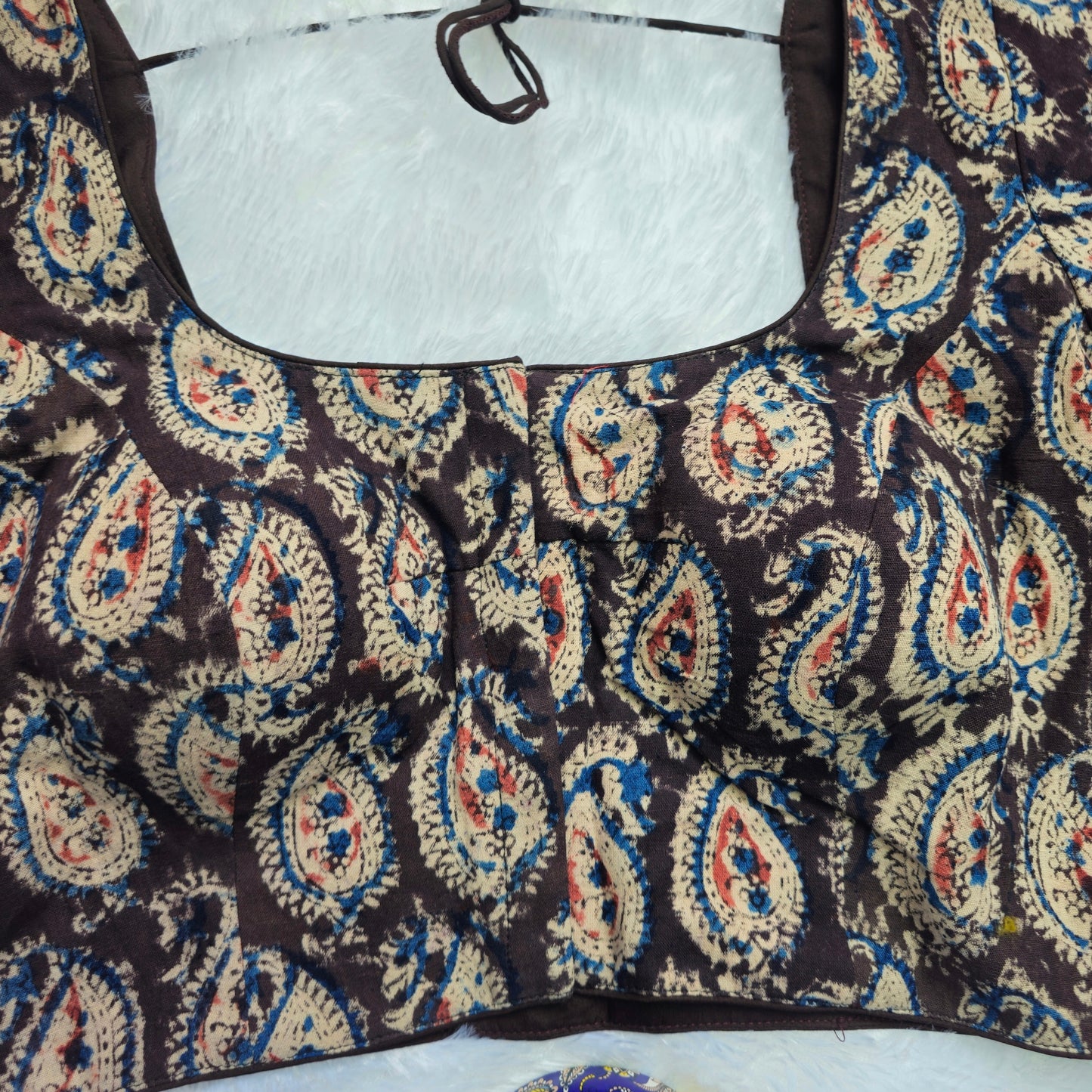 Dark Brown Cotton Kalamkari Blouse