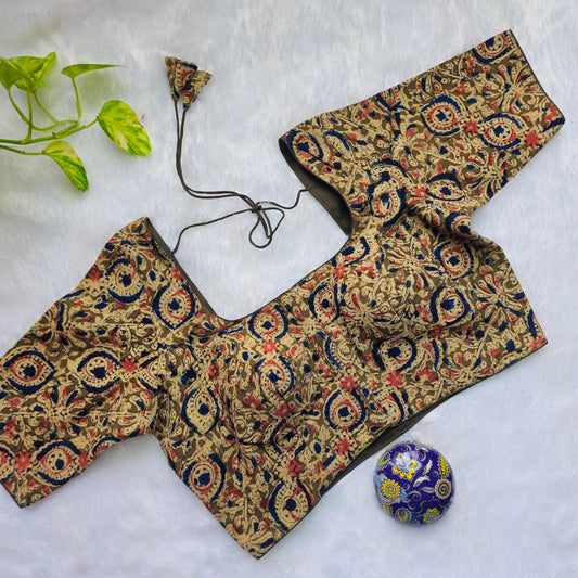 Mehendi Green Cotton Kalamkari Blouse