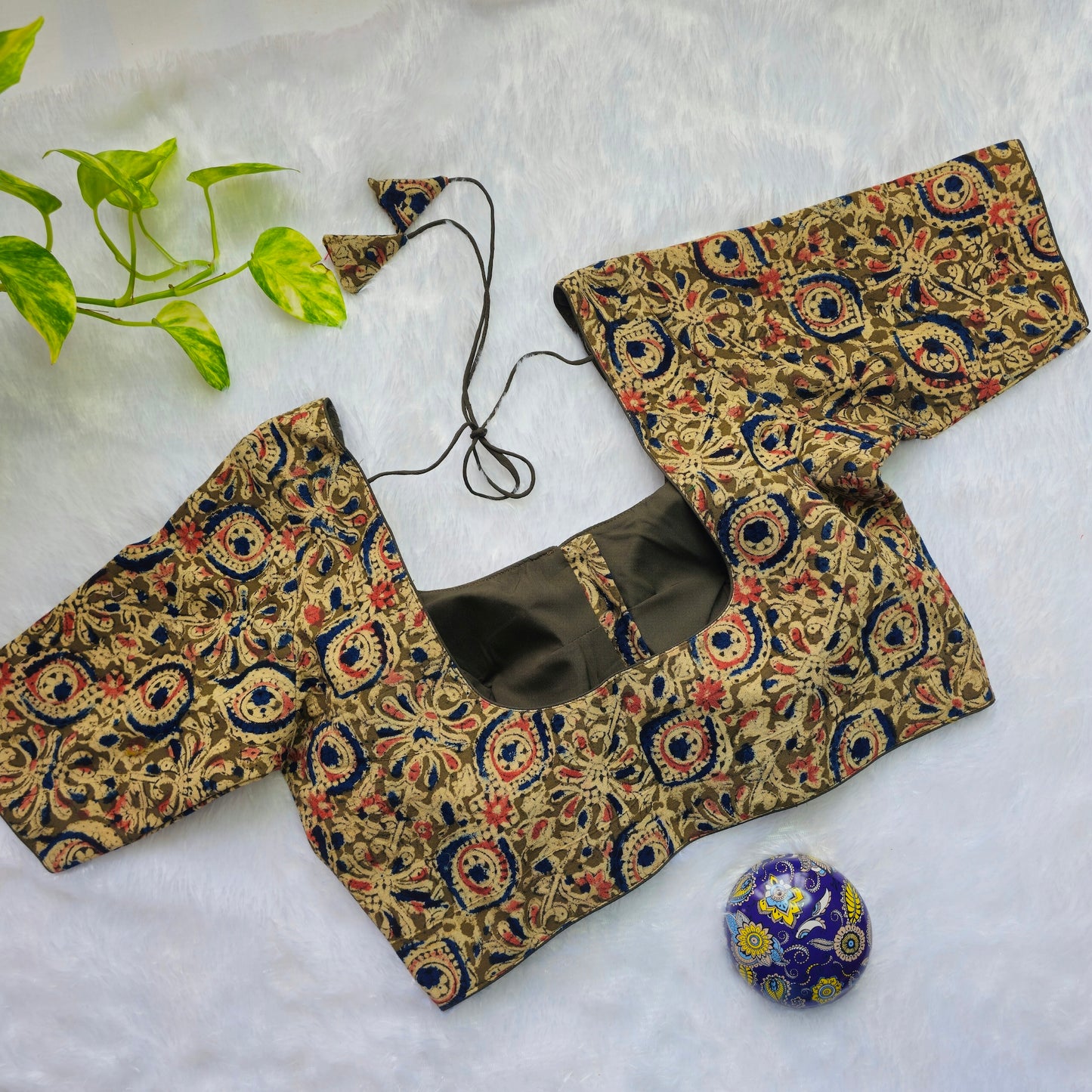 Mehendi Green Cotton Kalamkari Blouse