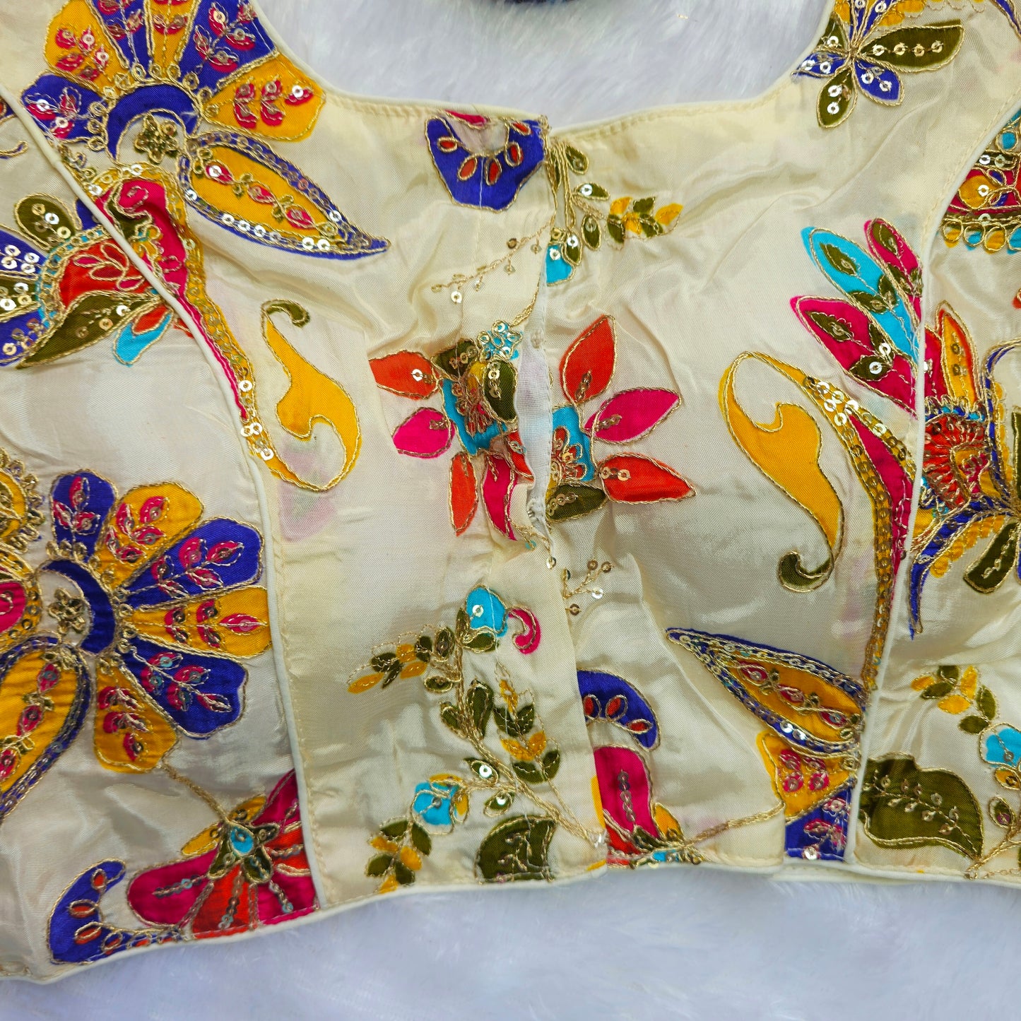Off White Crepe Kalamkari Blouse