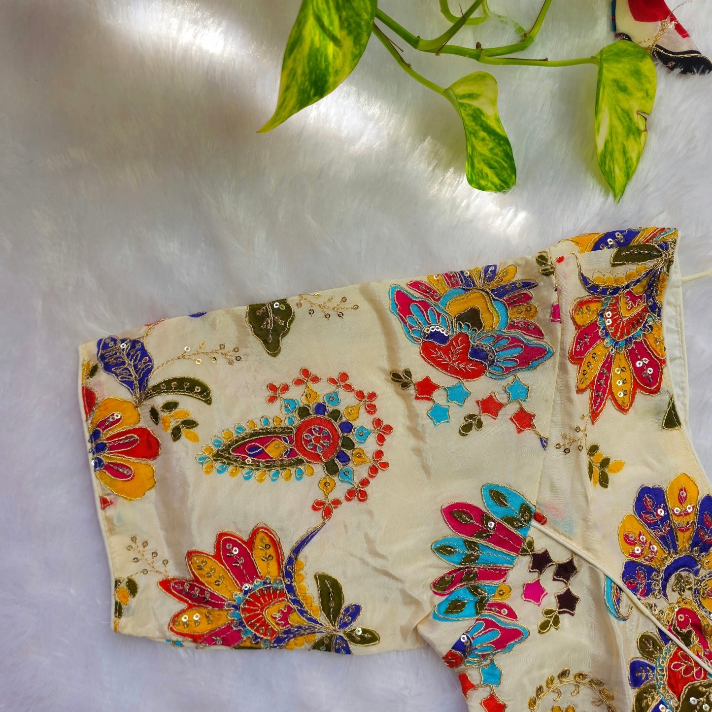 Off White Crepe Kalamkari Blouse