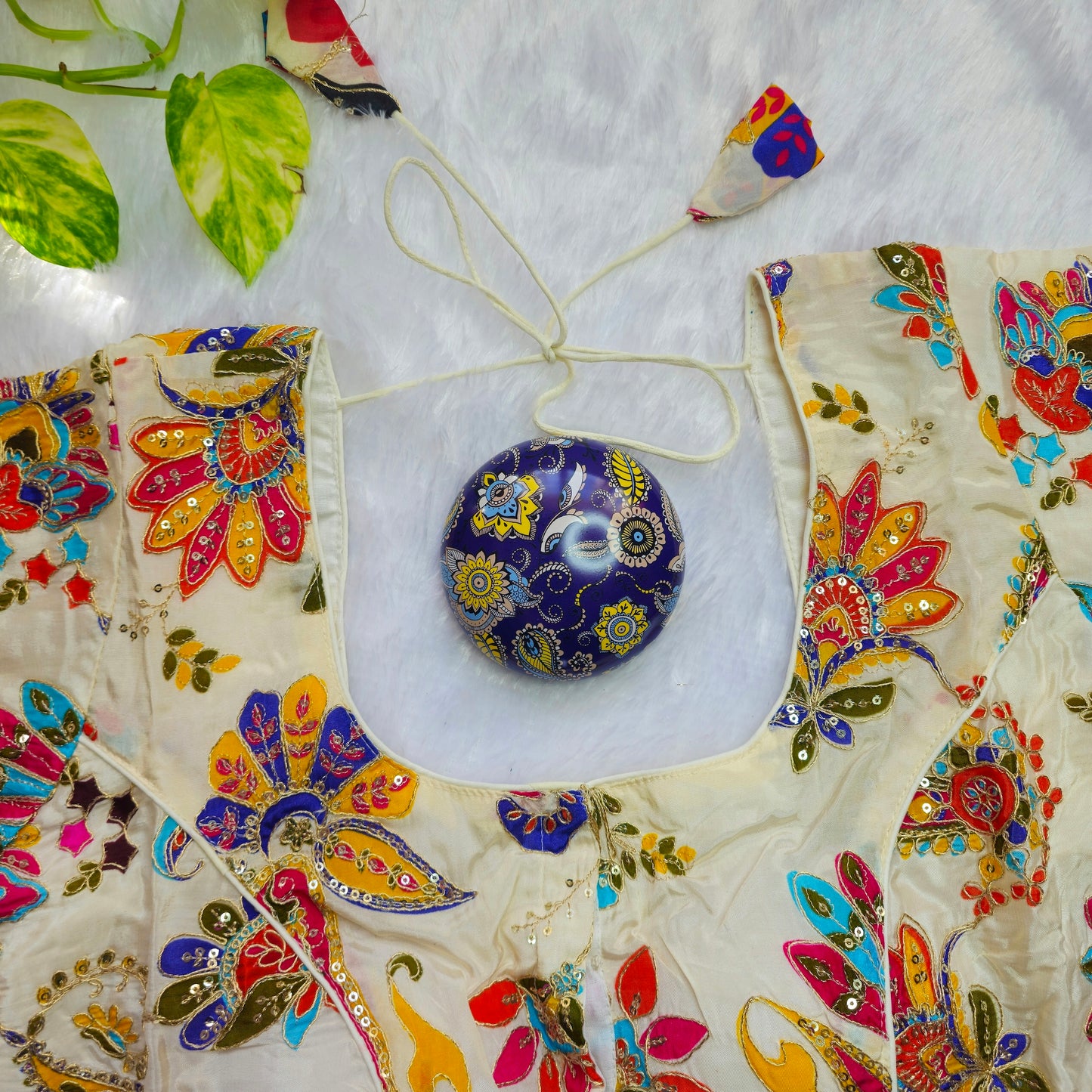 Off White Crepe Kalamkari Blouse