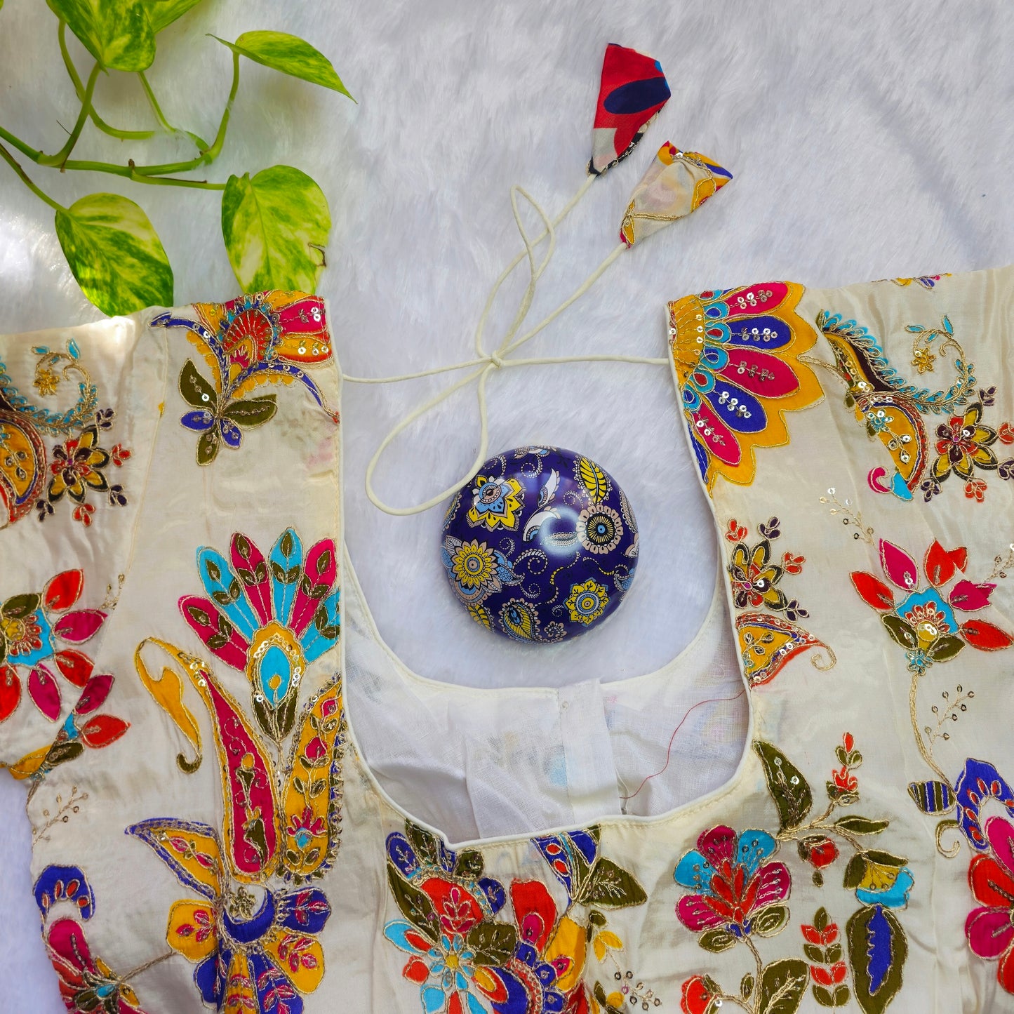 Off White Crepe Kalamkari Blouse