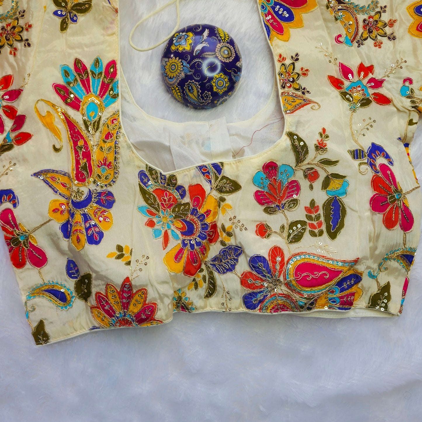 Off White Crepe Kalamkari Blouse