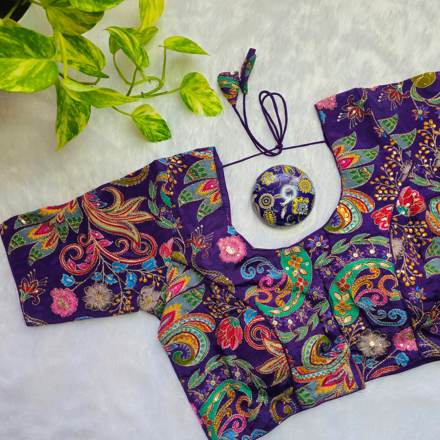 Purple Crepe Kalamkari Blouse