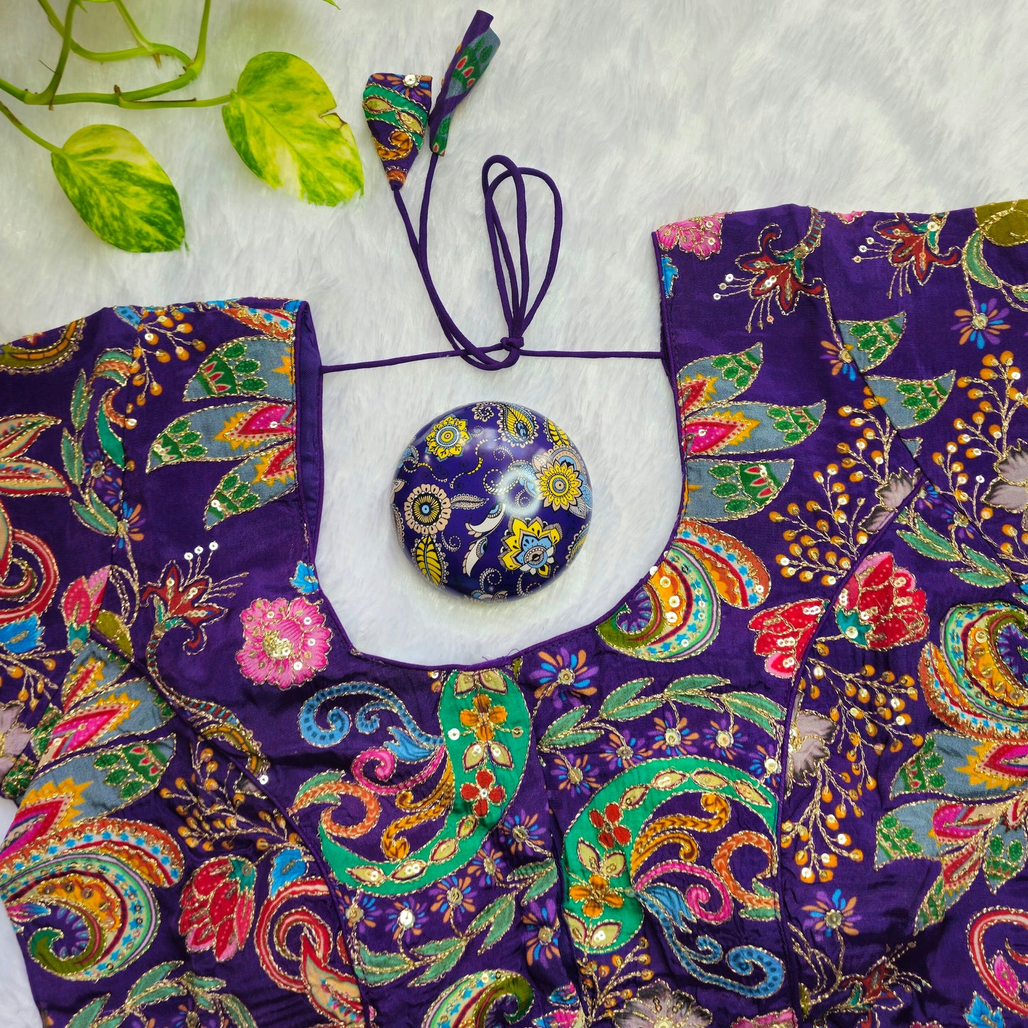 Purple Crepe Kalamkari Blouse