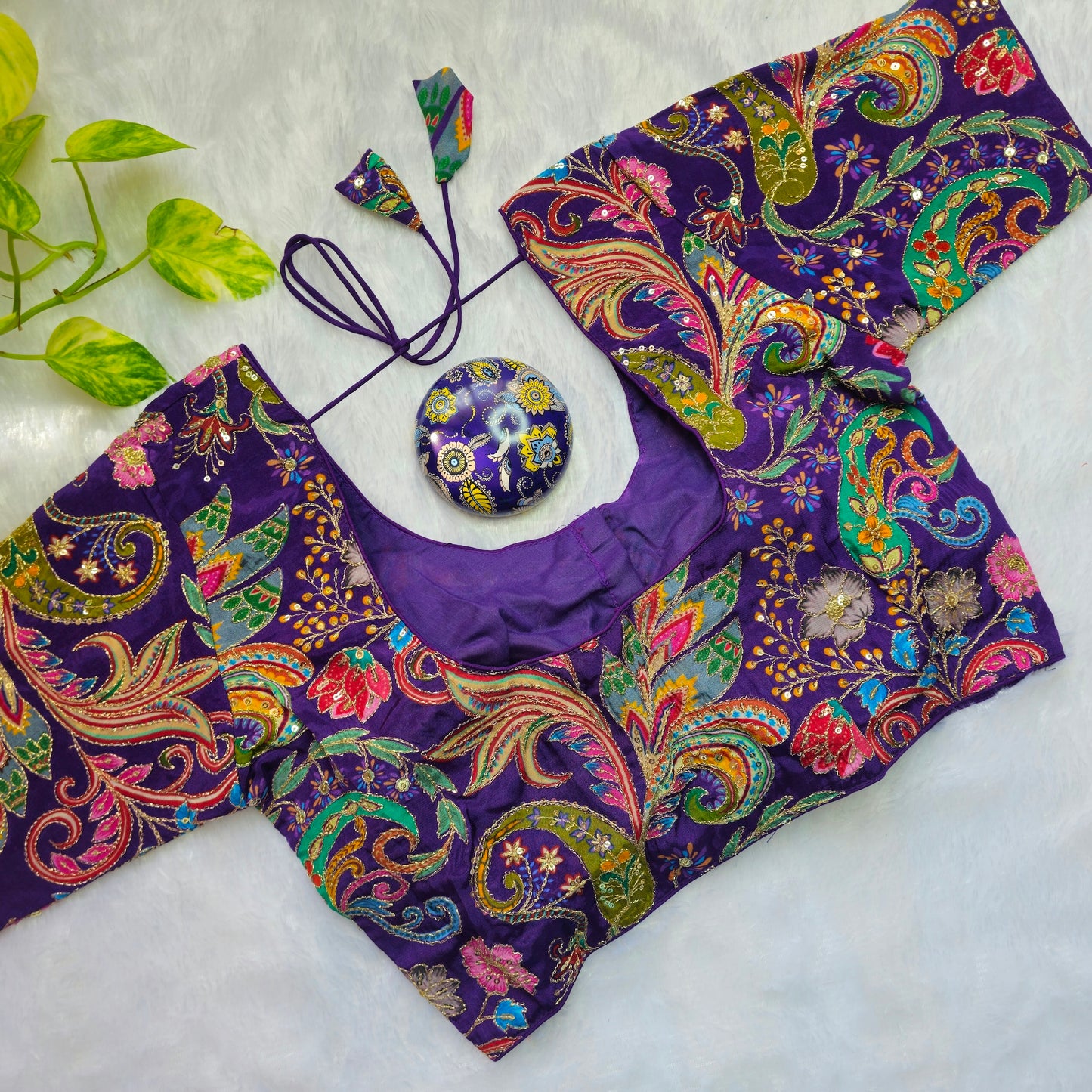 Purple Crepe Kalamkari Blouse