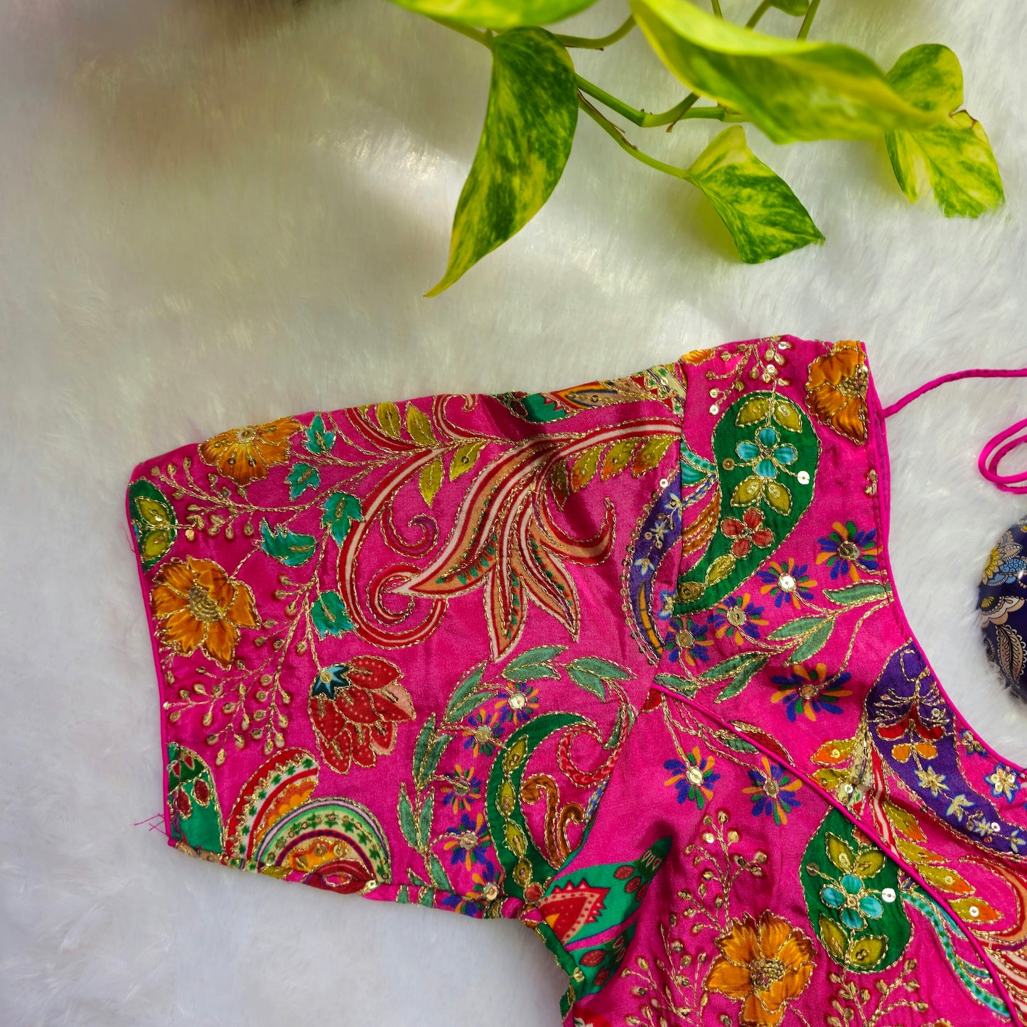 Pink Crepe Kalamkari Blouse