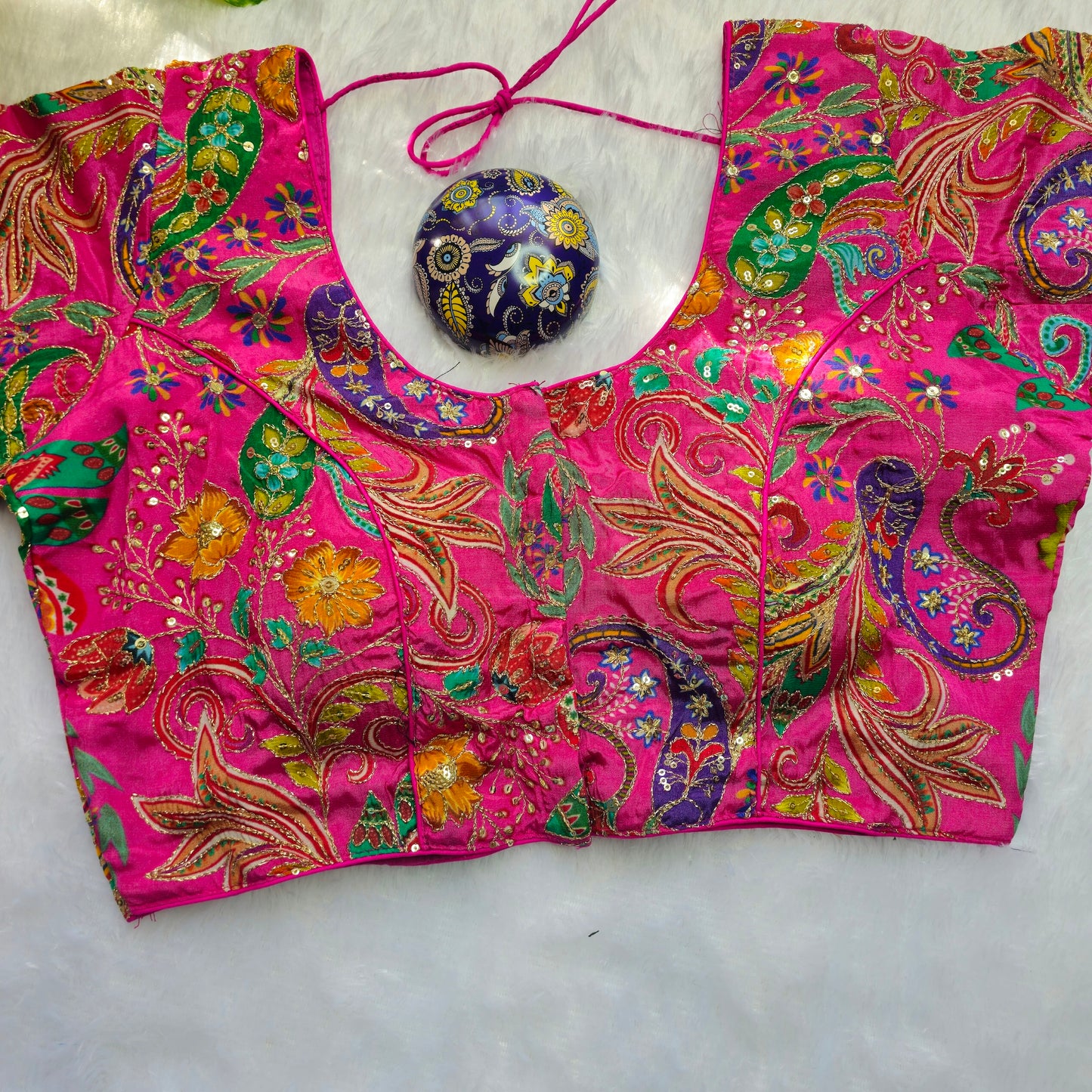 Pink Crepe Kalamkari Blouse