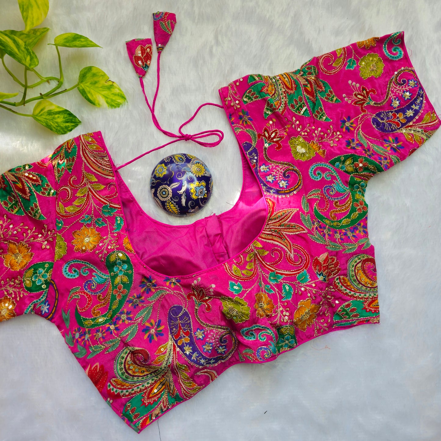 Pink Crepe Kalamkari Blouse