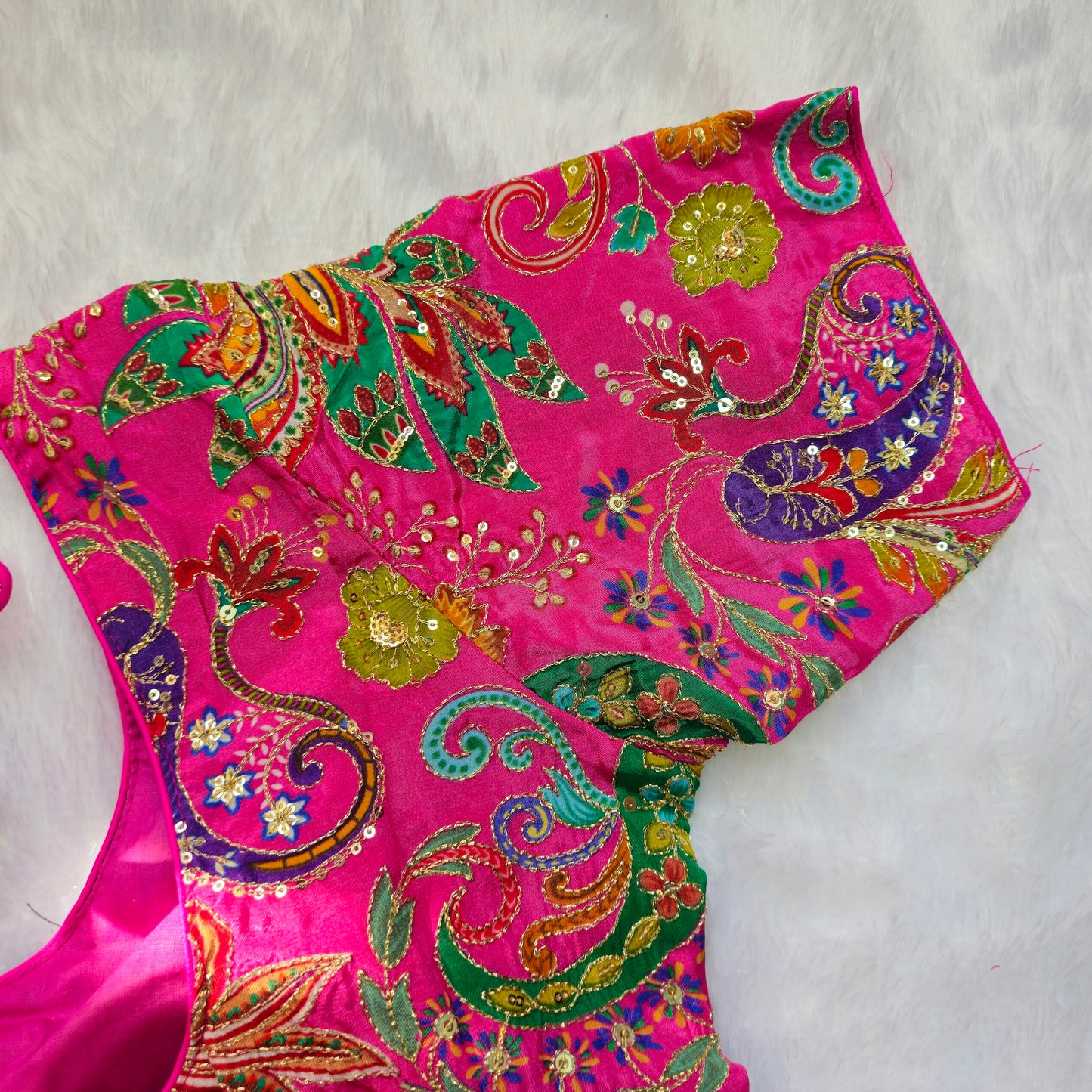 Pink Crepe Kalamkari Blouse