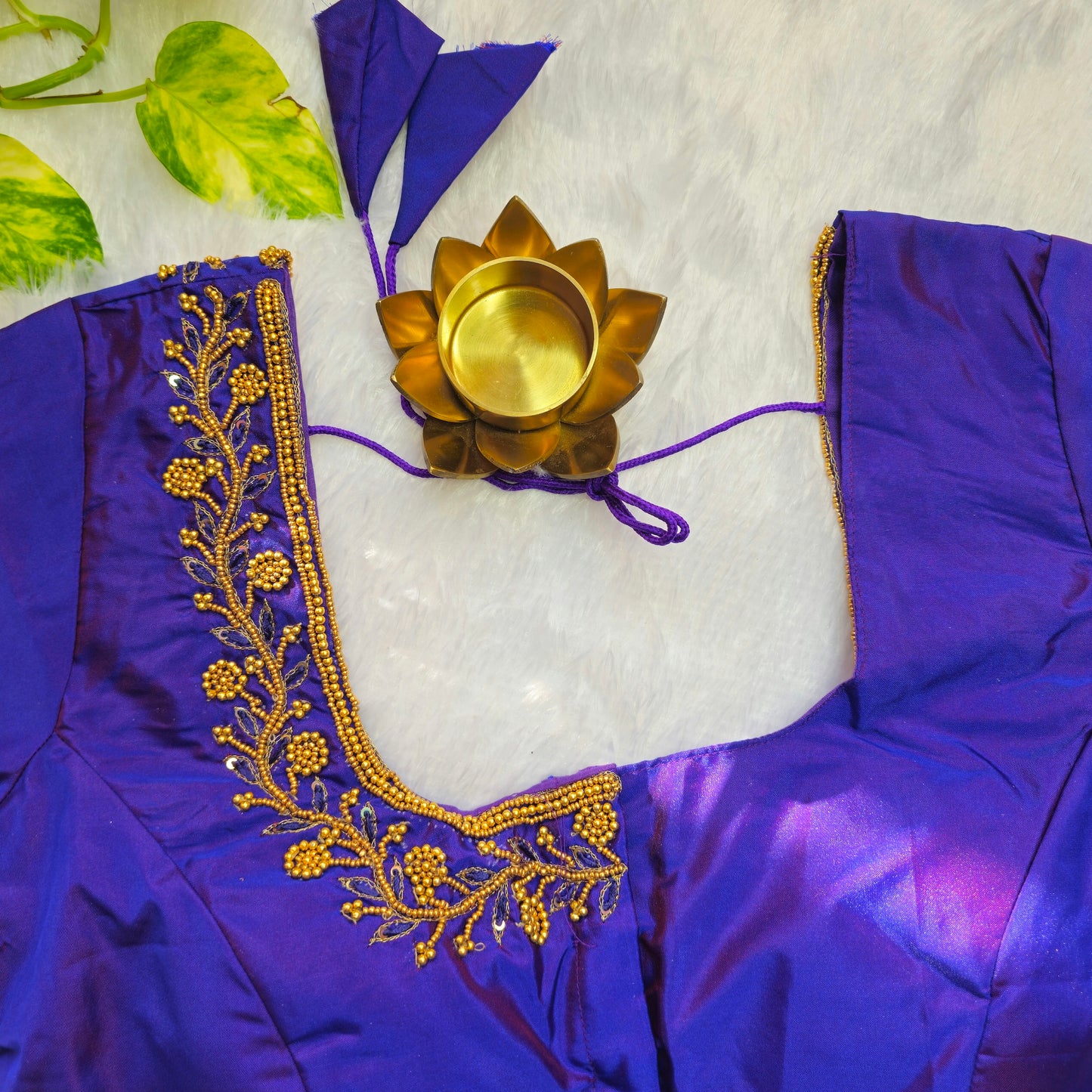 Purple Beads Handwork Blouse
