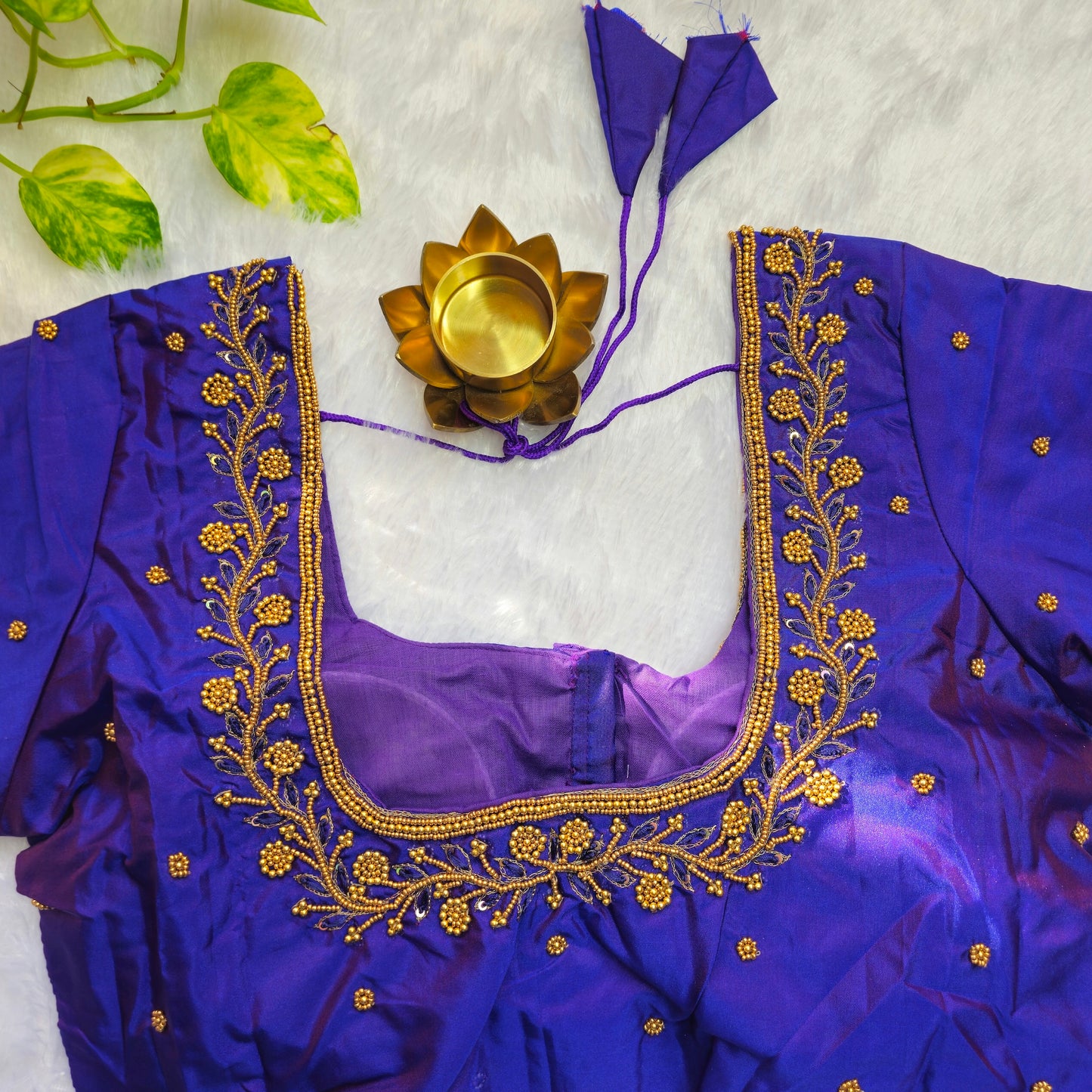 Purple Beads Handwork Blouse