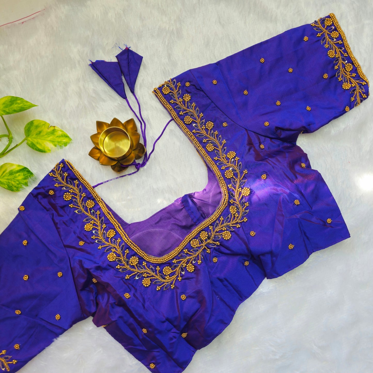 Purple Beads Handwork Blouse