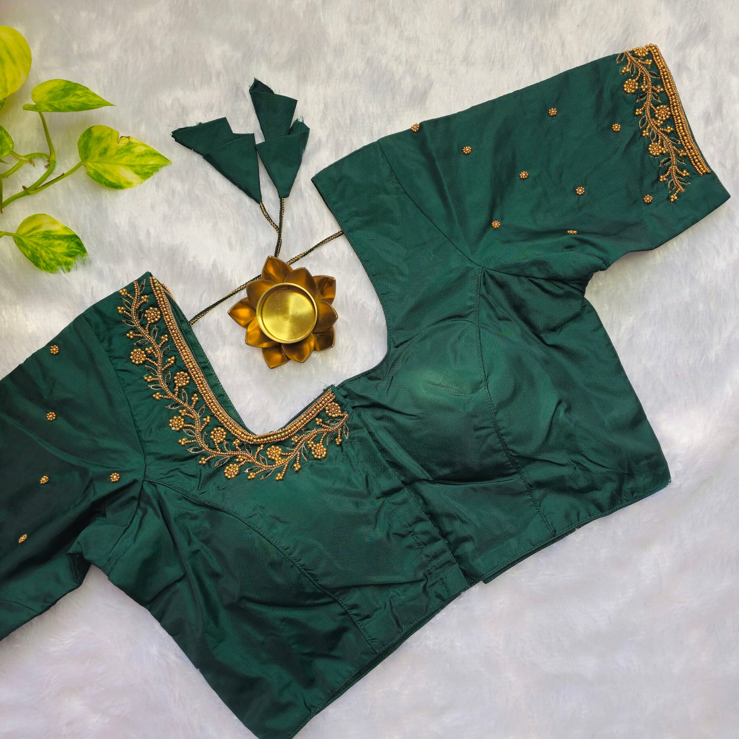 Green Beads Handwork Blouse