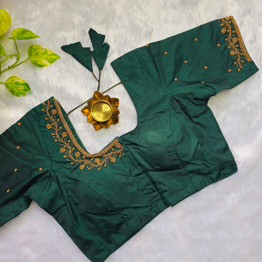 Green Beads Handwork Blouse