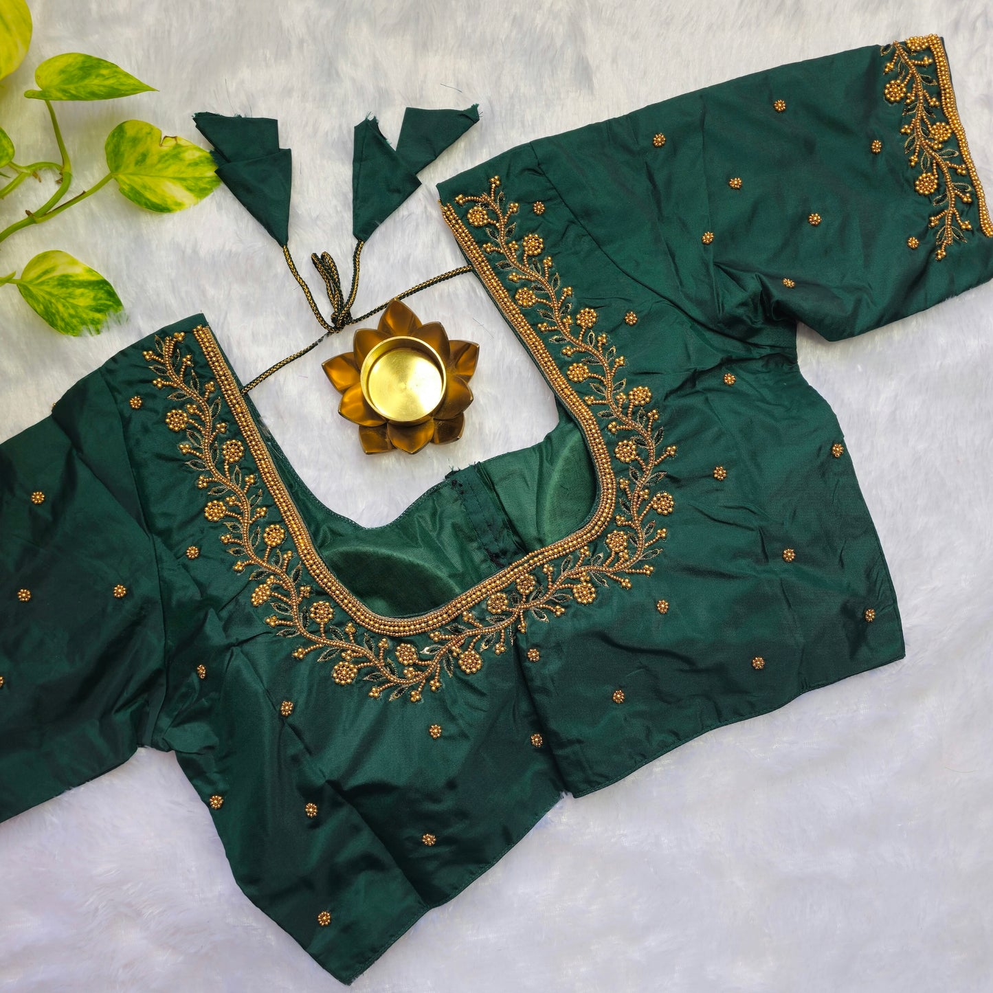 Green Beads Handwork Blouse