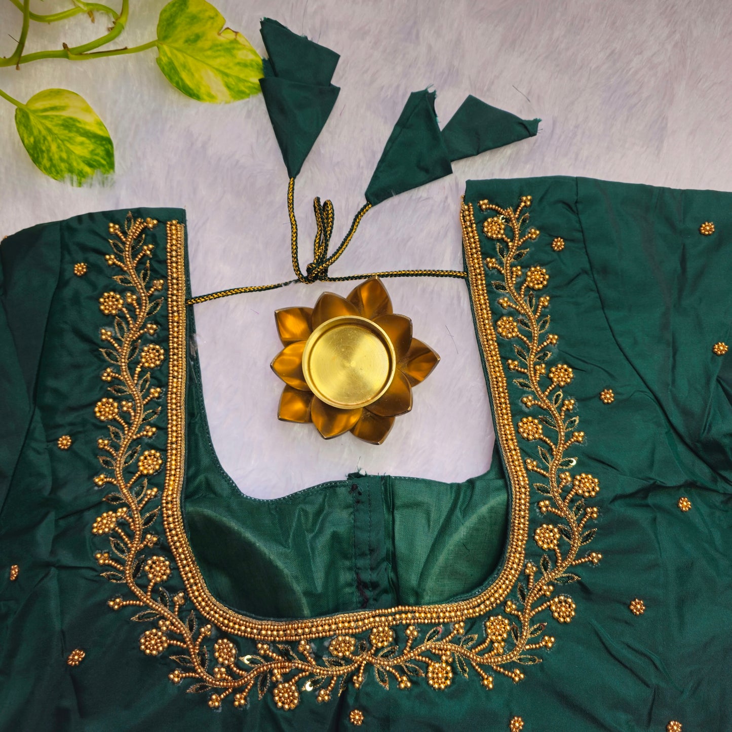 Green Beads Handwork Blouse