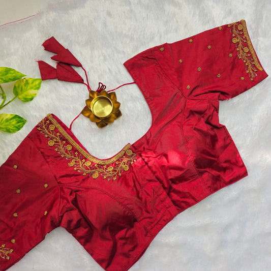 Red Beads Handwork Blouse