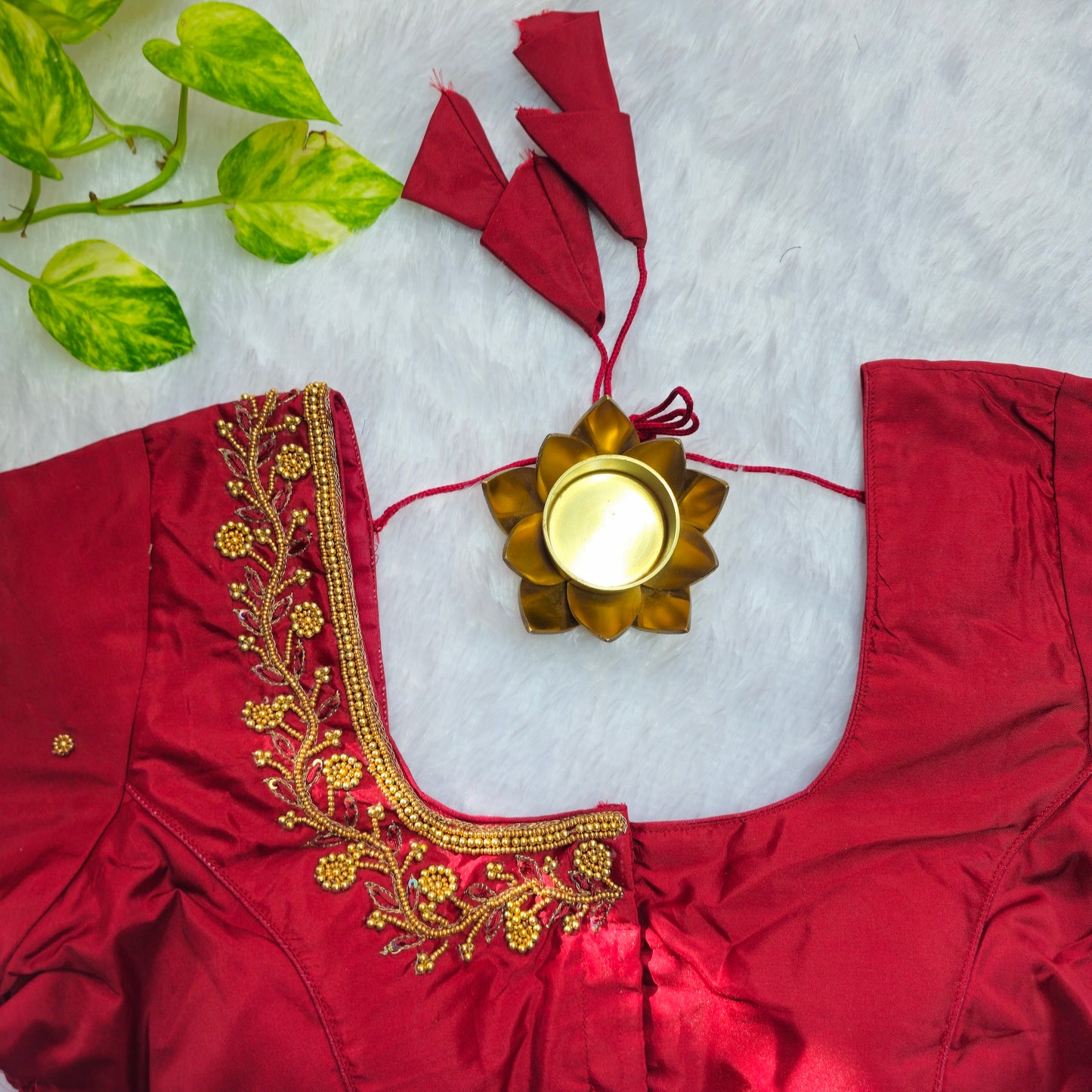 Red Beads Handwork Blouse