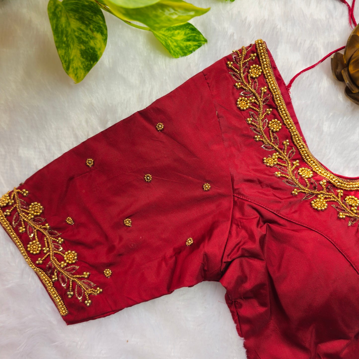 Red Beads Handwork Blouse