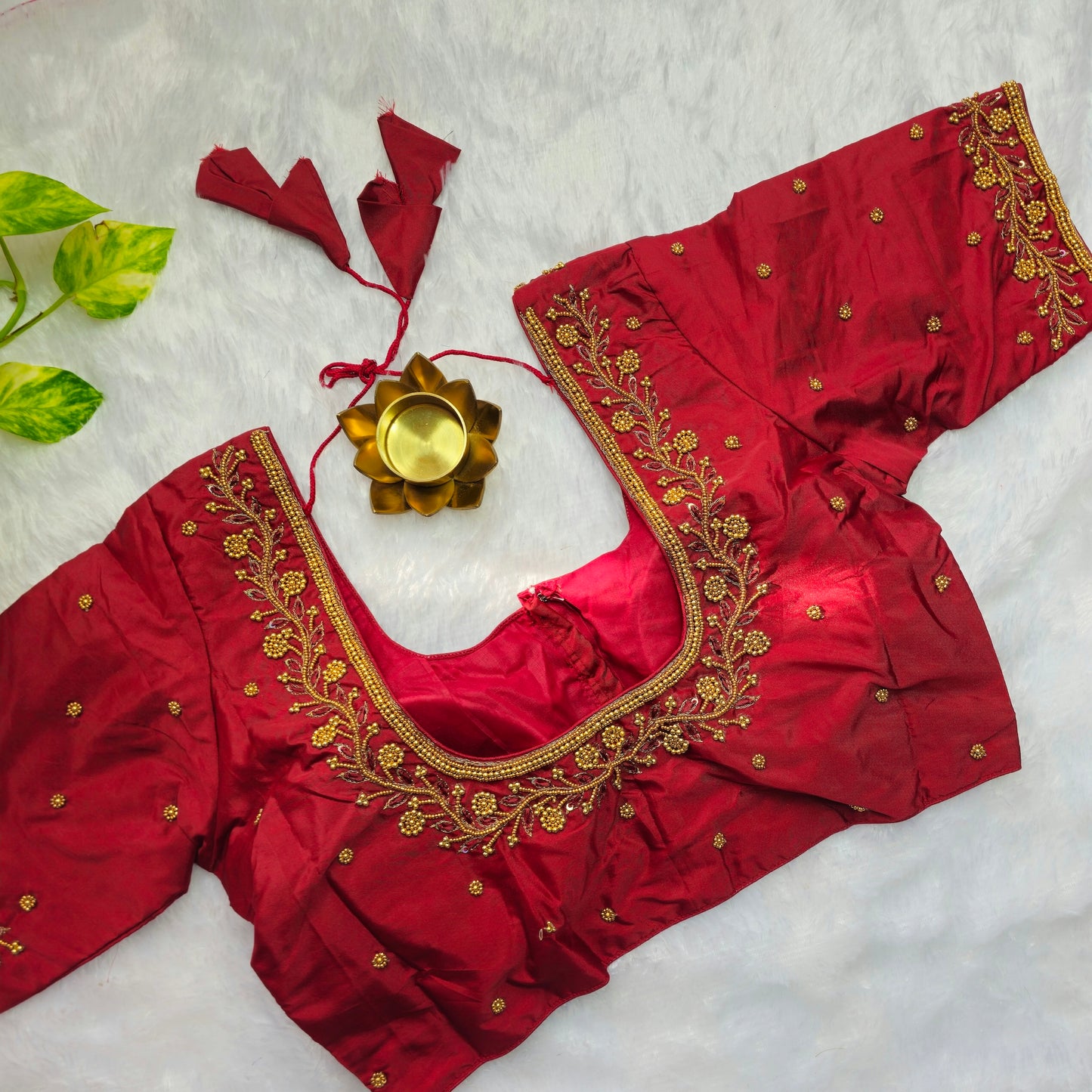 Red Beads Handwork Blouse