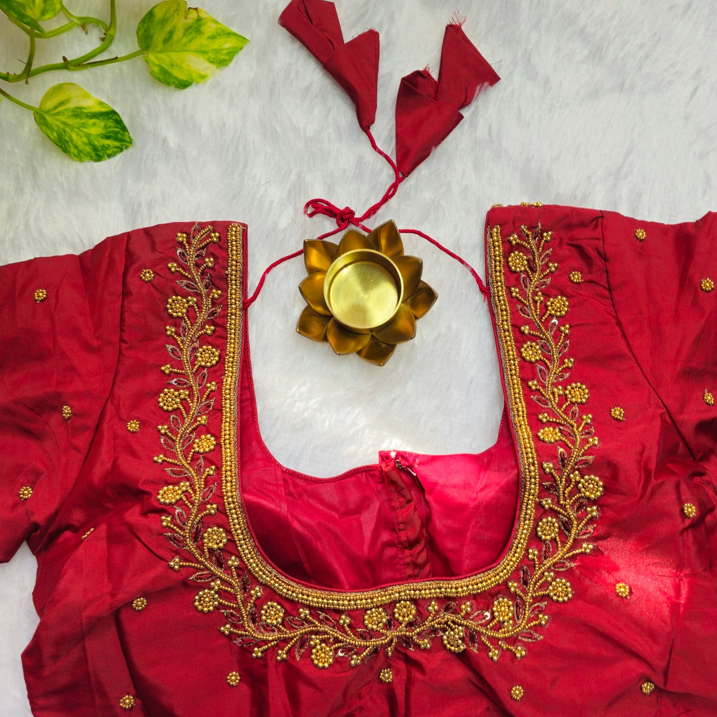 Red Beads Handwork Blouse