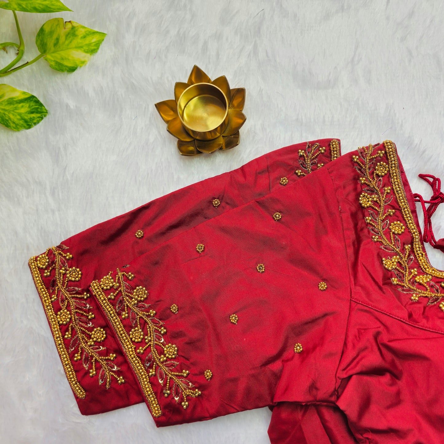 Red Beads Handwork Blouse