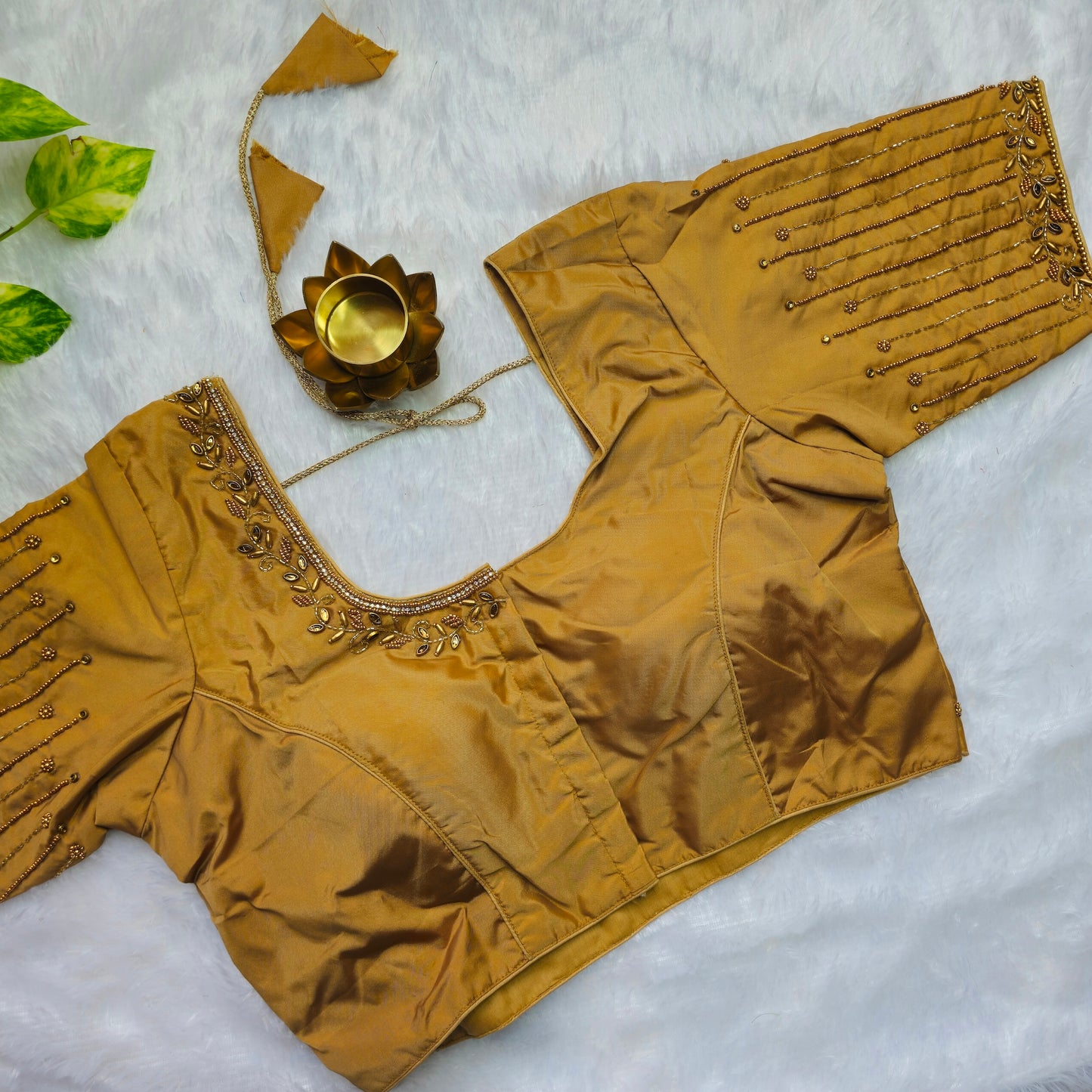 Mustard Yellow Aari work Blouse