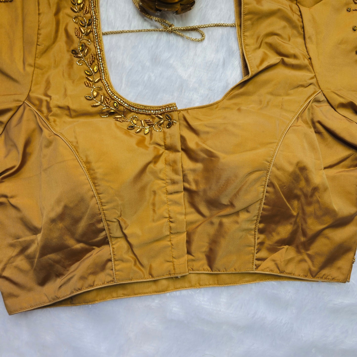Mustard Yellow Aari work Blouse